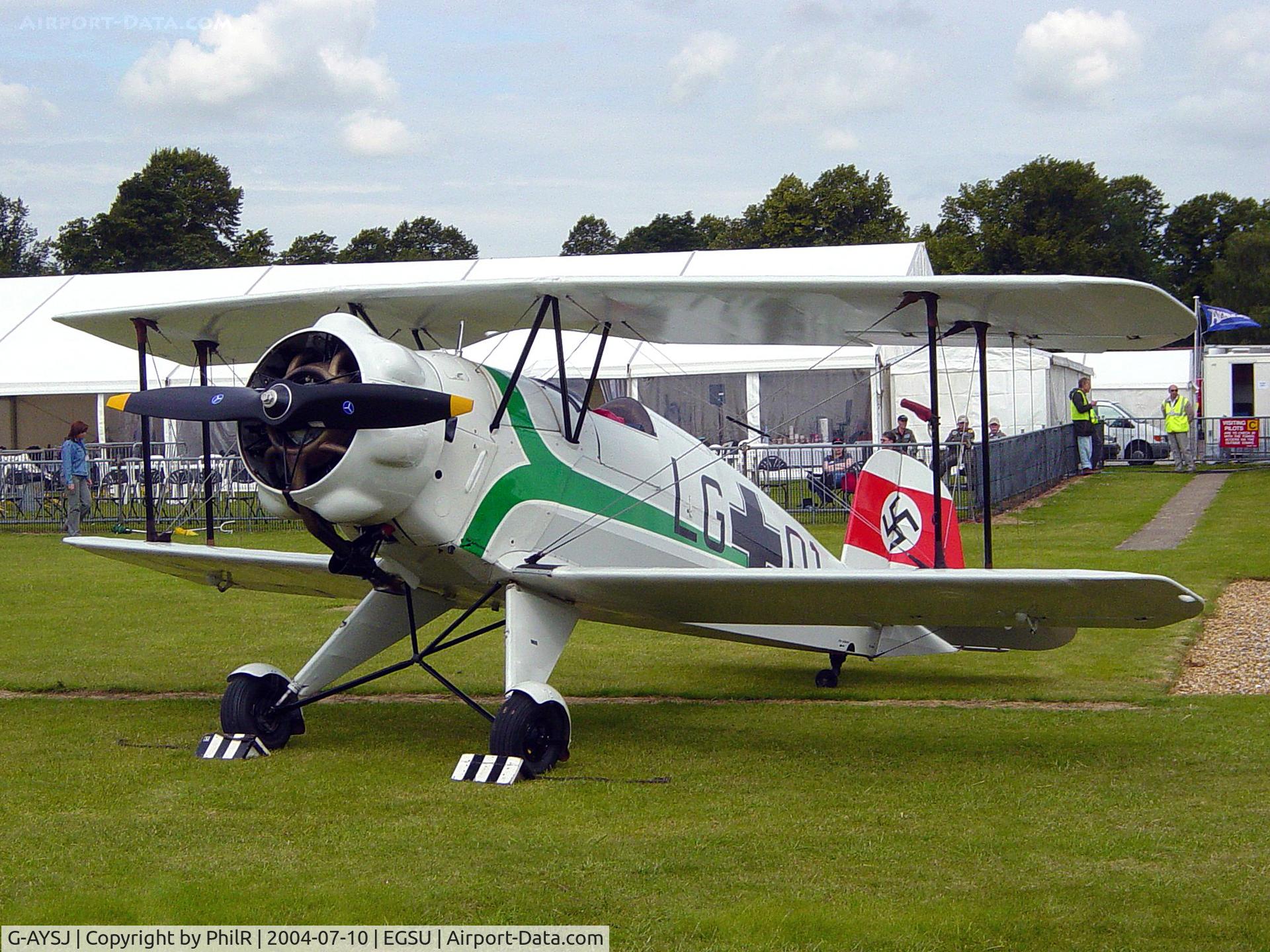 G-AYSJ, 1938 Bucker Bu-133C Jungmeister C/N 38, 'LG+01' G-AYSJ 1938 Bucker Bu133C Jungmeister LG+02  Duxford 10 July 2004