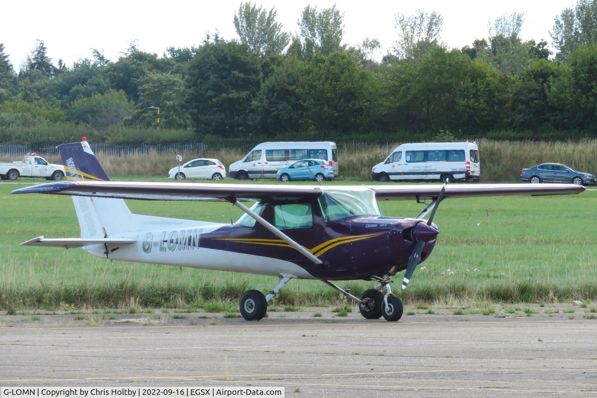 G-LOMN, 1981 Cessna 152 C/N 15285217, Parked at its base at North Weald, Essex