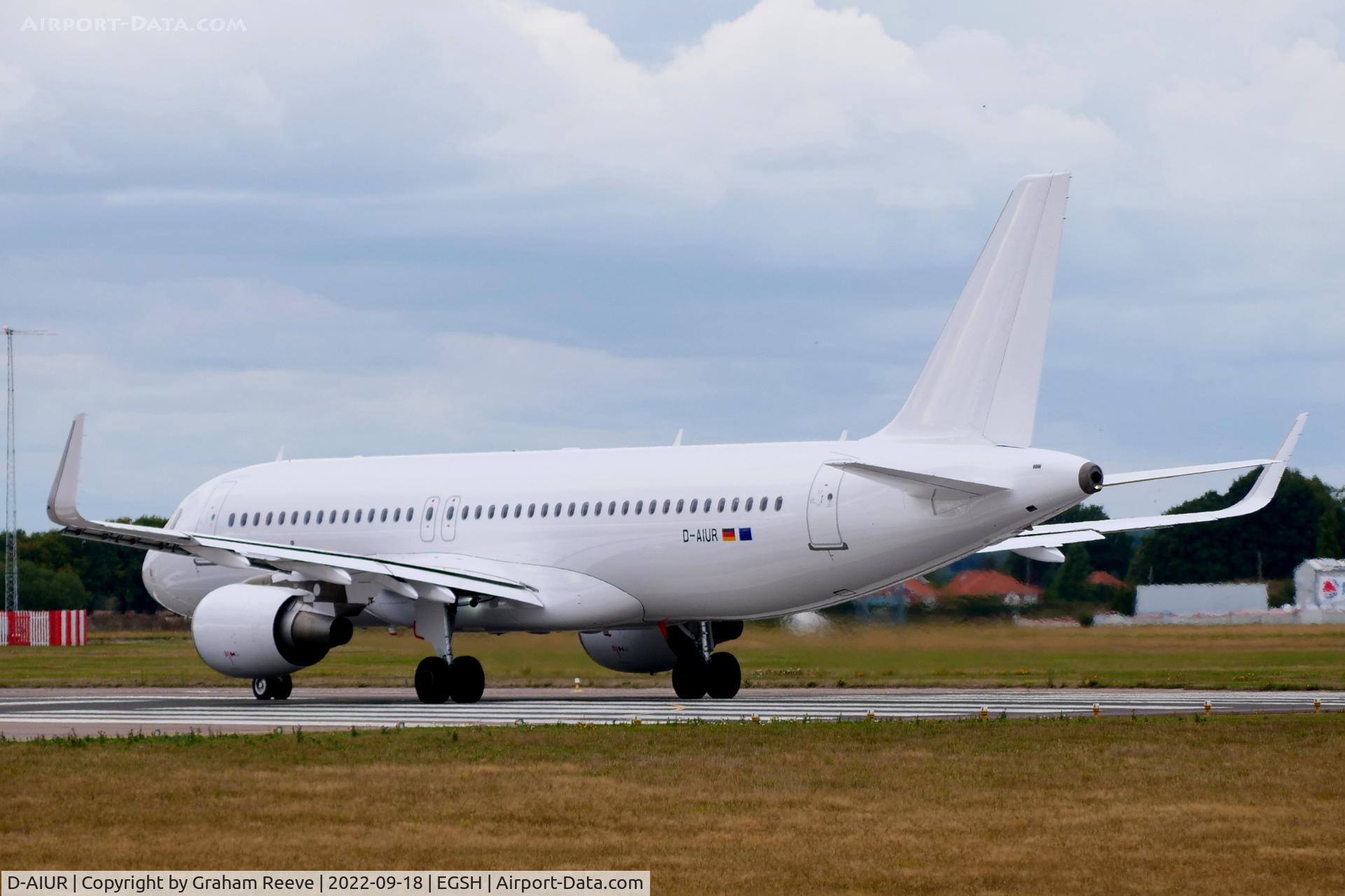 D-AIUR, 2015 Airbus A320-214 C/N 6985, Departing from Norwich.