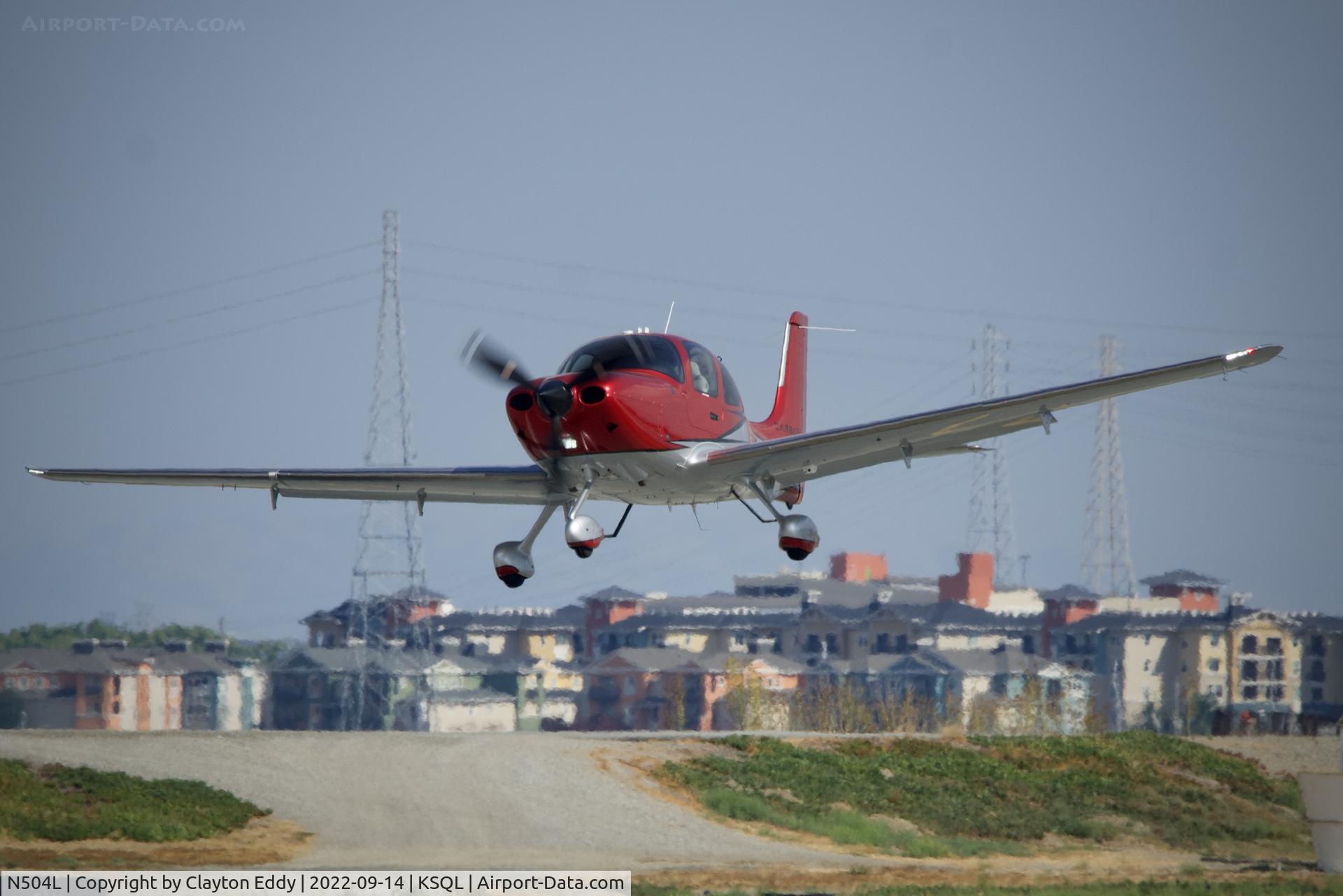 N504L, Cirrus SR22T C/N 8682, San Carlos Airport in California 2022.