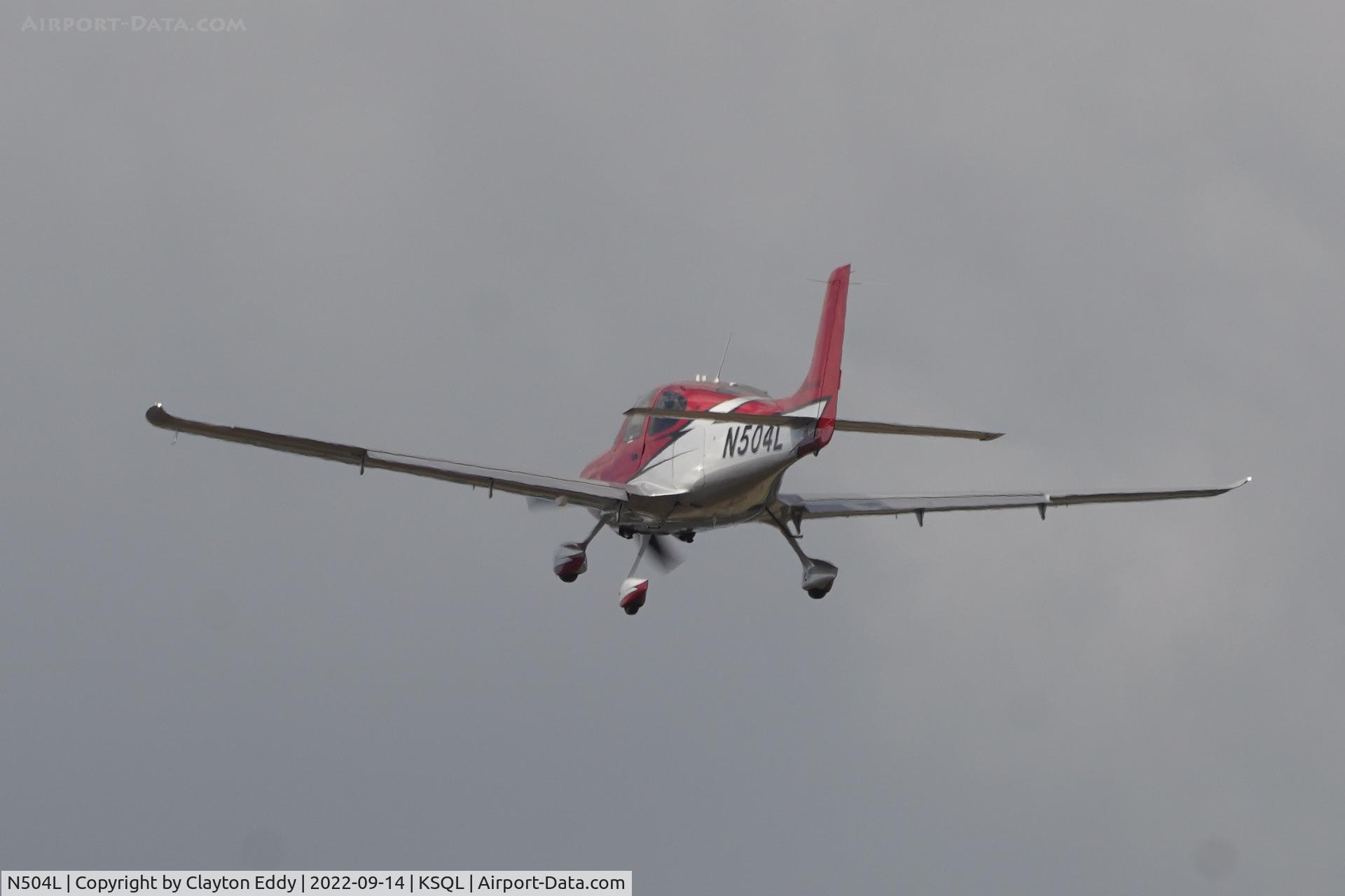N504L, Cirrus SR22T C/N 8682, San Carlos Airport in California 2022.