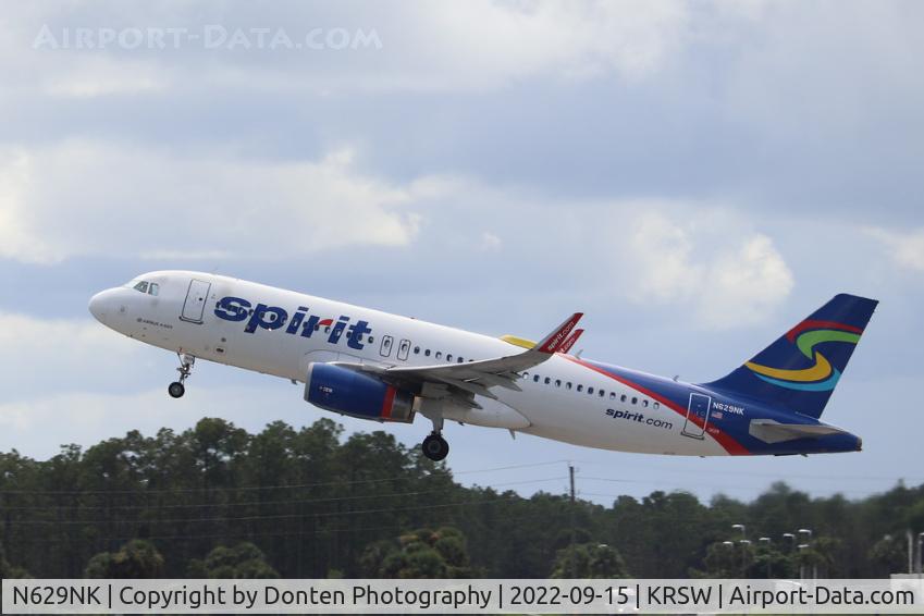 N629NK, 2014 Airbus A320-232 C/N 6300, Spirit Flight 124 departs Runway 6 at Southwest Florida International Airport enroute to Chicago-O’Hare International Airport
