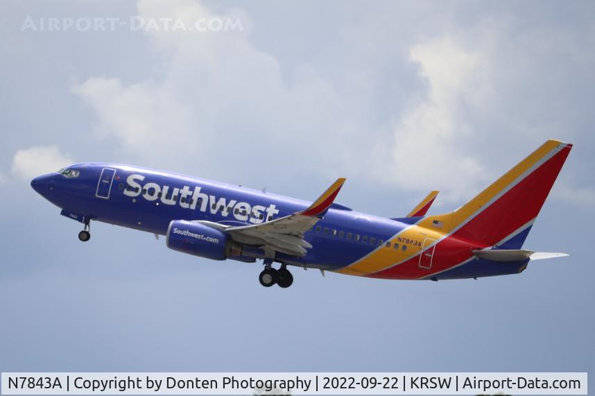N7843A, 2006 Boeing 737-752 C/N 35786, Southwest Flight 1724 departs Runway 6 at Southwest Florida International Airport enroute to Nashville International Airport