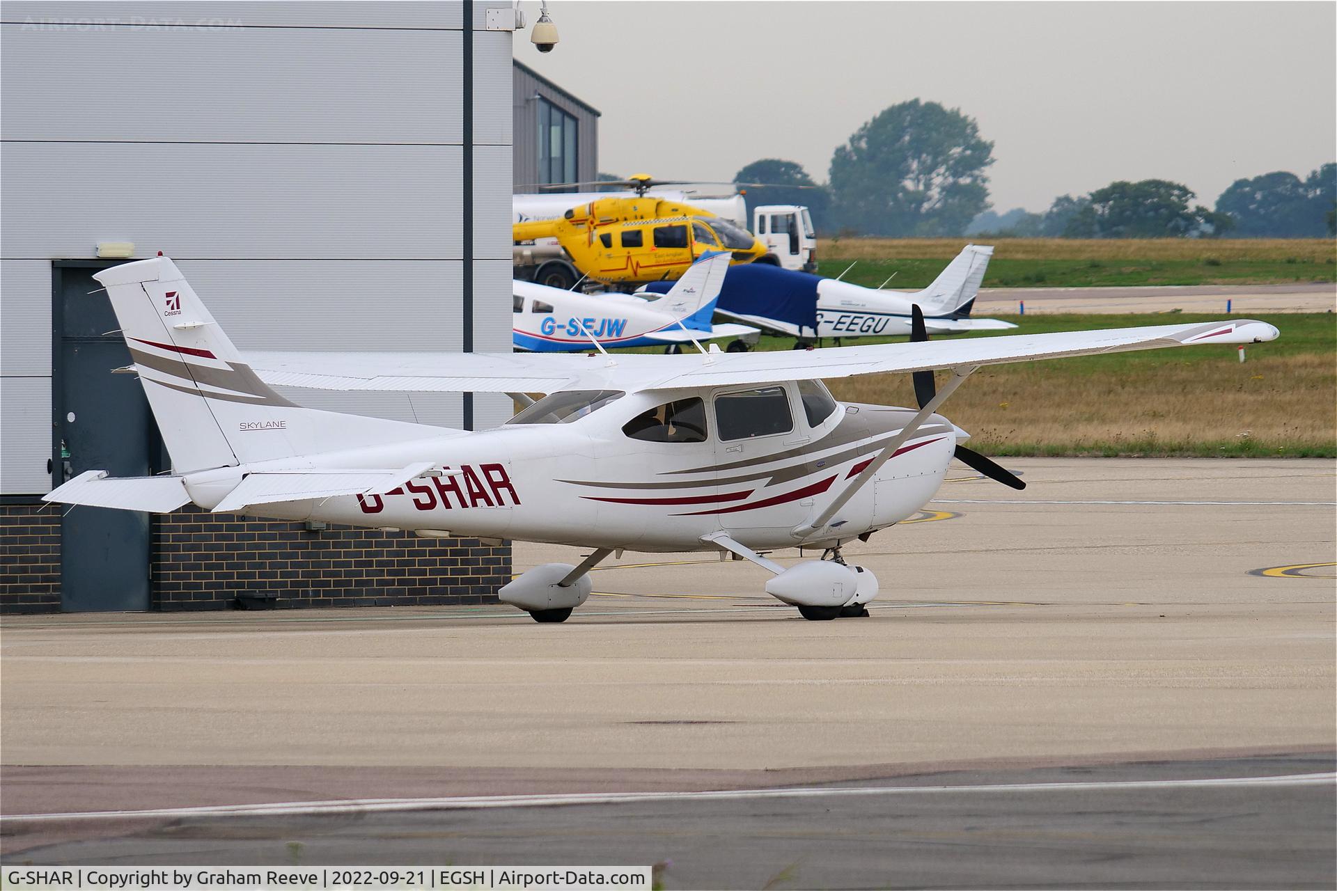 G-SHAR, 2005 Cessna 182T Skylane C/N 18281636, Parked at Norwich.