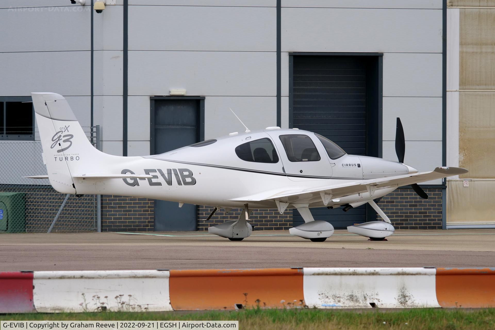 G-EVIB, 2007 Cirrus SR22 G3 GTSX Turbo C/N 2467, Parked at Norwich.