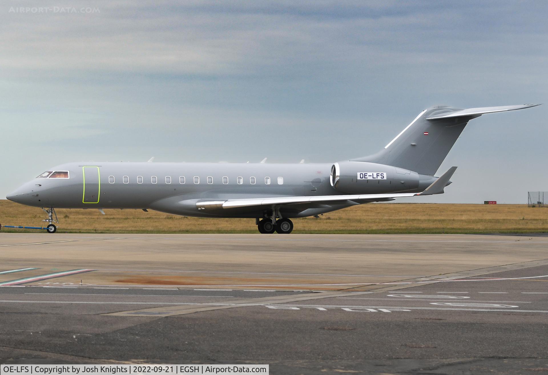 OE-LFS, 2013 Bombardier BD-700-1A10 Global 6000 C/N 9548, On Tow From Air Livery To Stand 7 After Respray Into New Scheme, To Become OE-LIT.