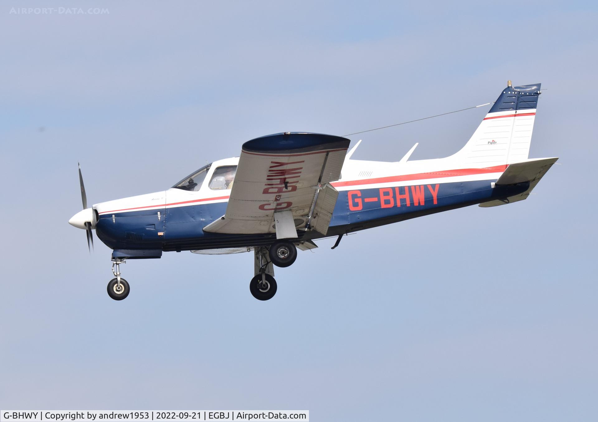 G-BHWY, 1973 Piper PA-28R-200-2 Cherokee Arrow II C/N 28R-7435059, G-BHWY at Gloucestershire Airport.