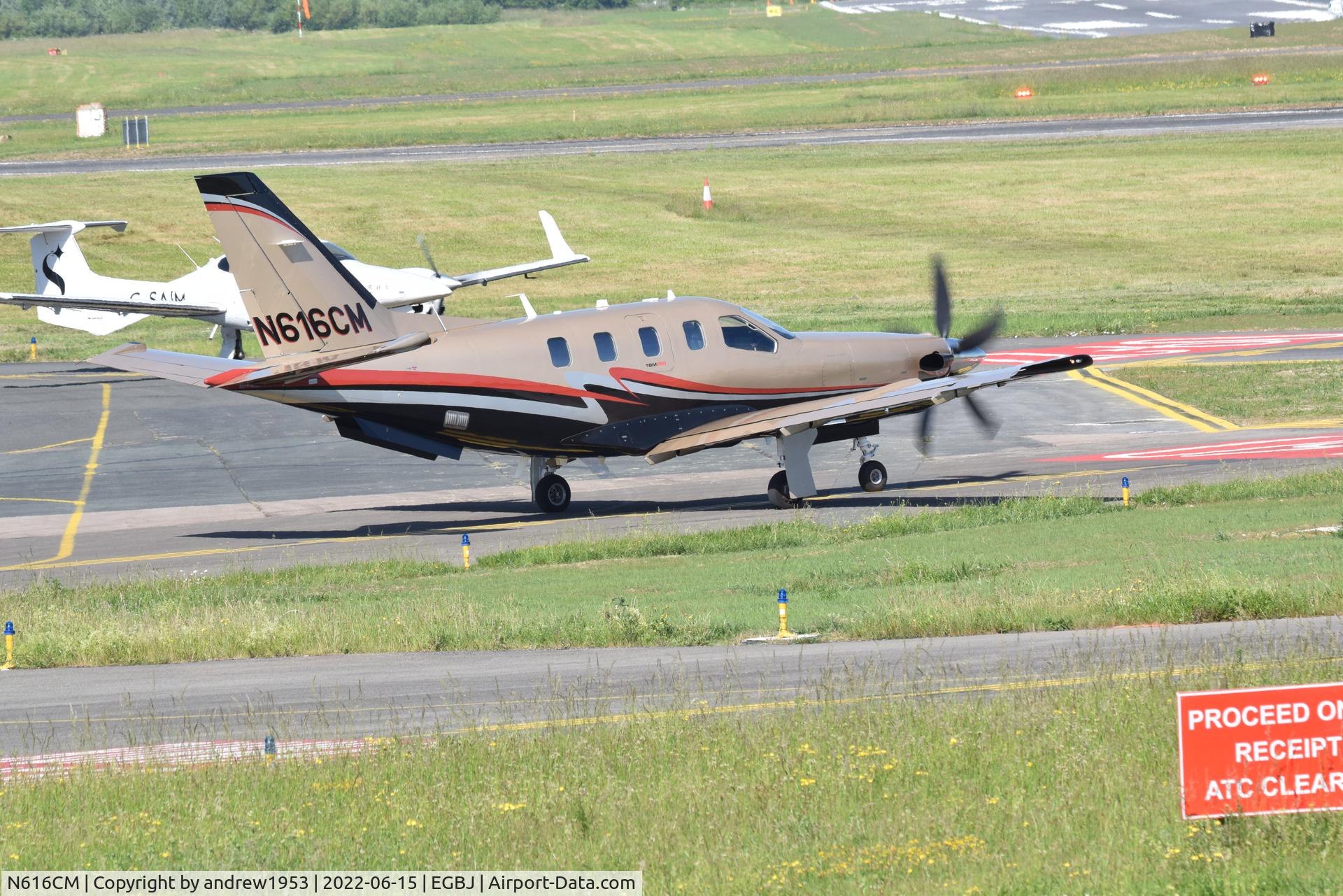 N616CM, 2010 Socata TBM-850 C/N 540, N616CM at Gloucestershire Airport.