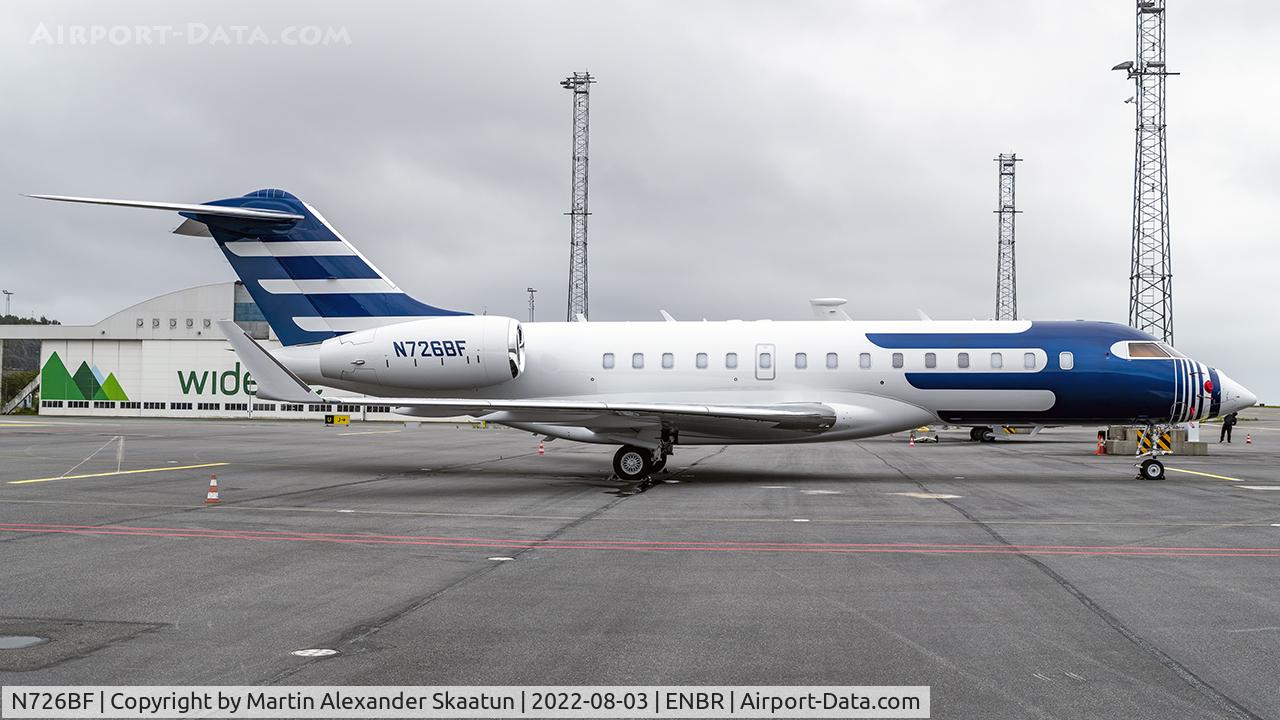 N726BF, 2007 Bombardier BD-700-1A10 Global Express C/N 9268, Parked.