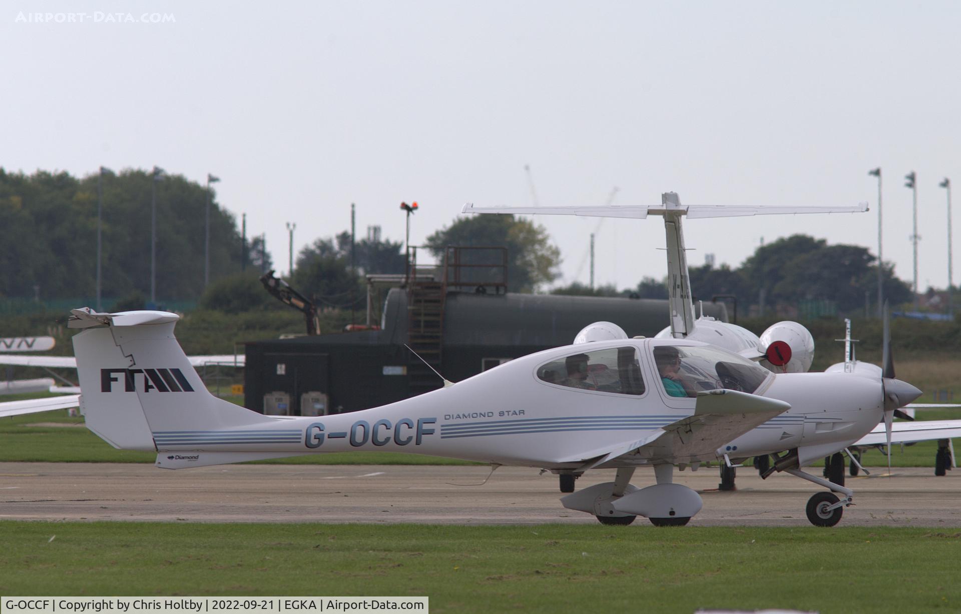 G-OCCF, 2006 Diamond DA-40D Diamond Star C/N D4.229, Taxiing for take-off at Shoreham Airport, Sussex