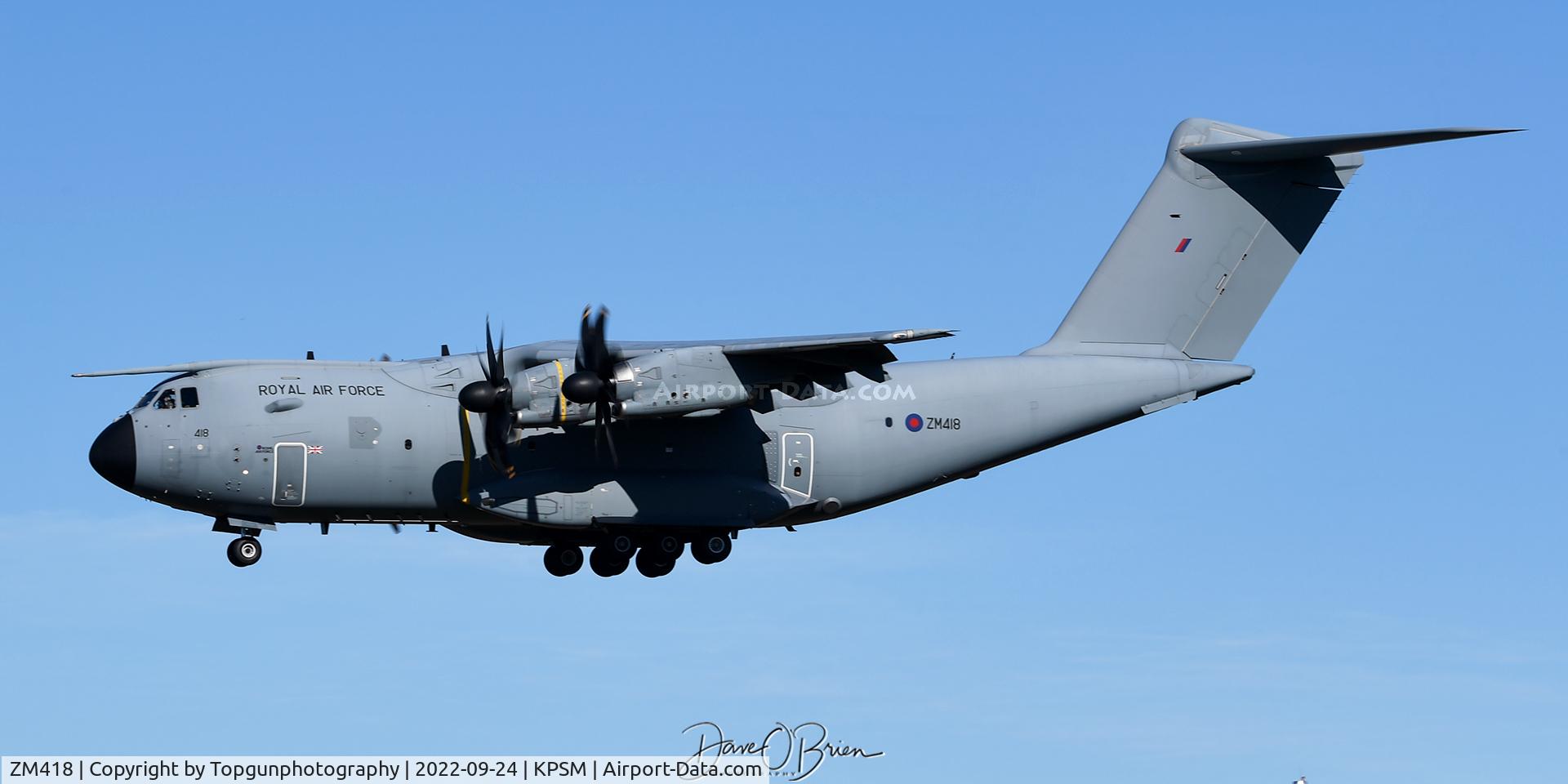 ZM418, 2018 Airbus A400M-180 Atlas C.1 C/N 056, The first A-400 to come into my local airport, hopefully many more follow it.