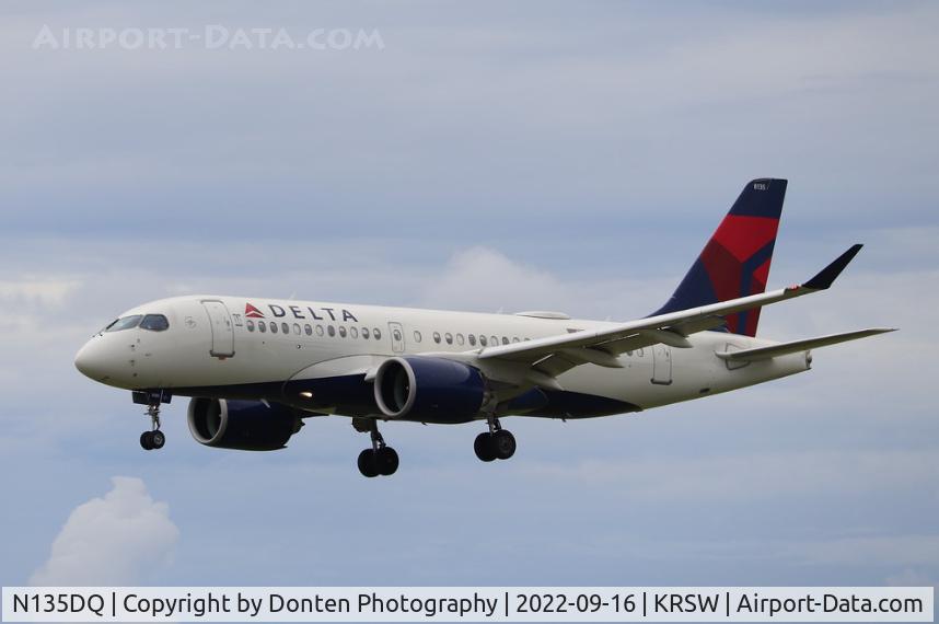 N135DQ, 2020 Airbus A220-171 C/N 50054, Delta Flight 2469 arrives on Runway 6 at Southwest Florida International Airport following flight from LaGuardia International Airport