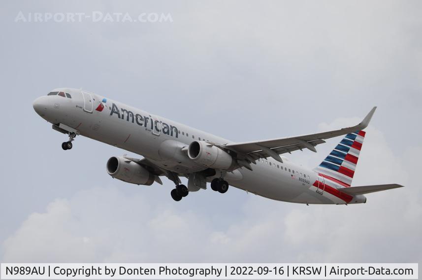 N989AU, 2016 Airbus A321-231 C/N 7307, American Flight 487 departs Runway 6 at Southwest Florida International enroute to Philadelphia International Airport