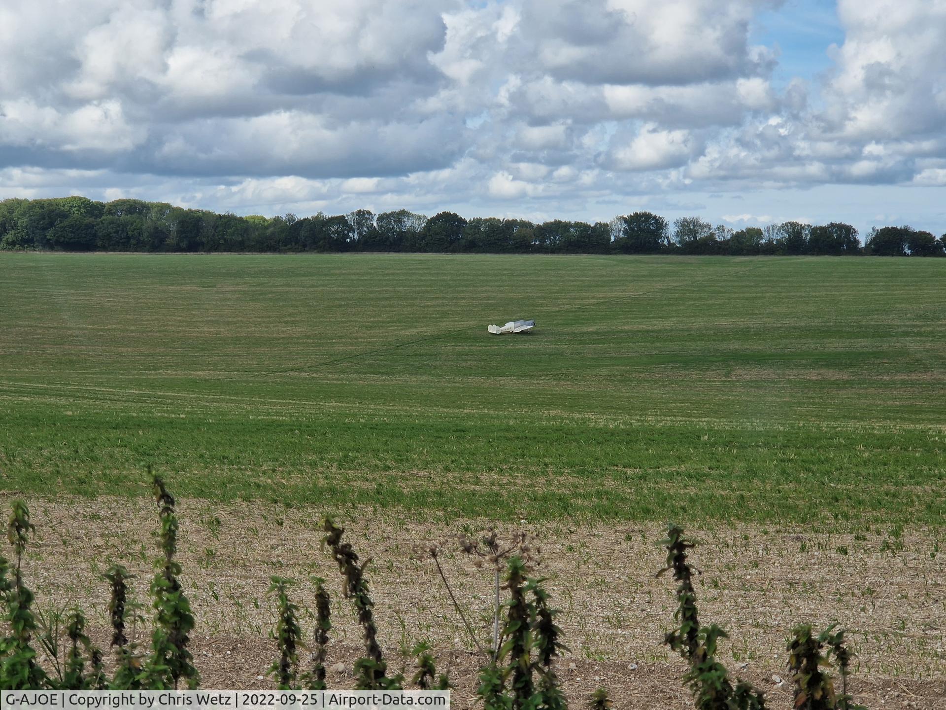 G-AJOE, 1947 Miles M.38 Messenger 2A C/N 6367, 25/9/22.  Seen in a field near Dover - not sure what's happened.