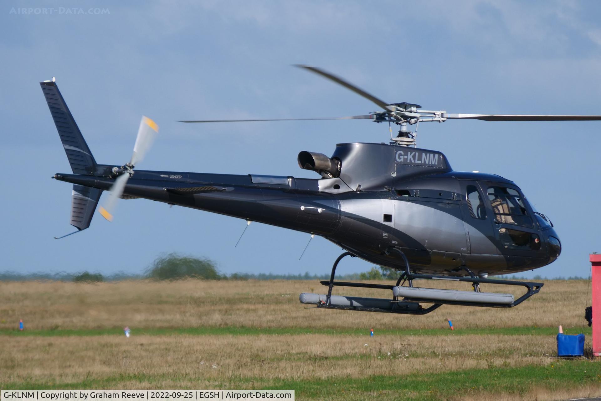 G-KLNM, 2014 Eurocopter AS-350B-3 Ecureuil Ecureuil C/N 7827, Departing from Norwich.