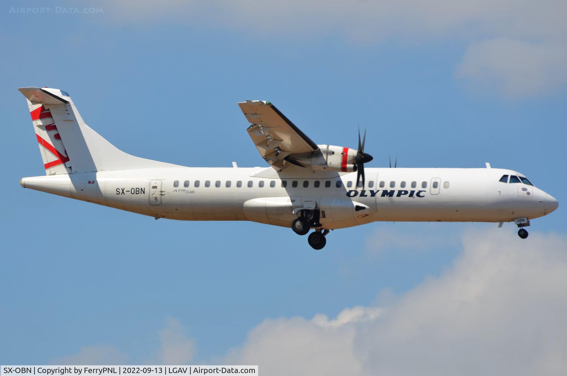 SX-OBN, 2013 ATR 72-600 C/N 1073, Olympic Air ATR72 in white with former owner Virgin logo partly on tail fin
