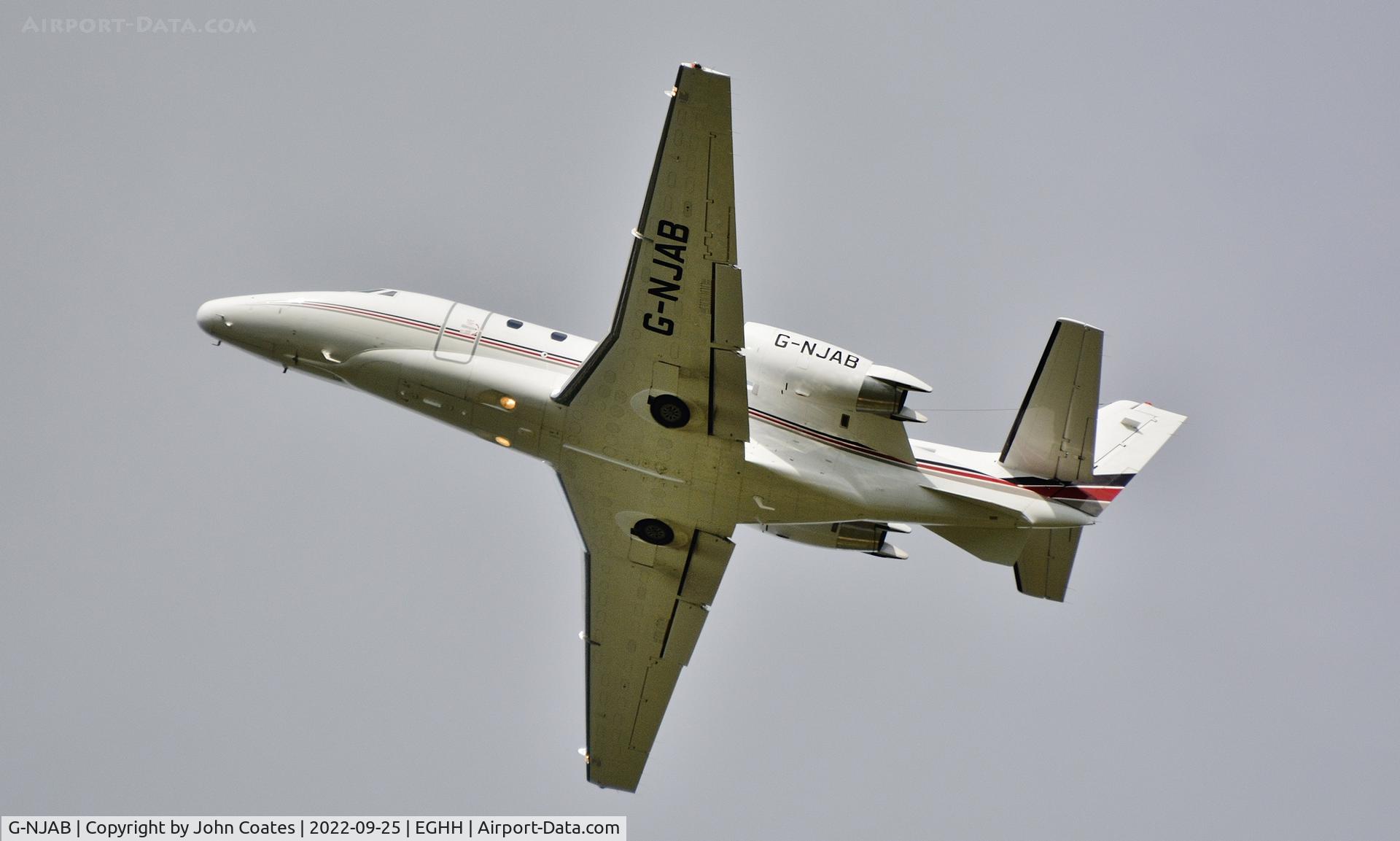 G-NJAB, 2008 Cessna 560XL Citation XLS C/N 560-5789, Climbing away off 26
