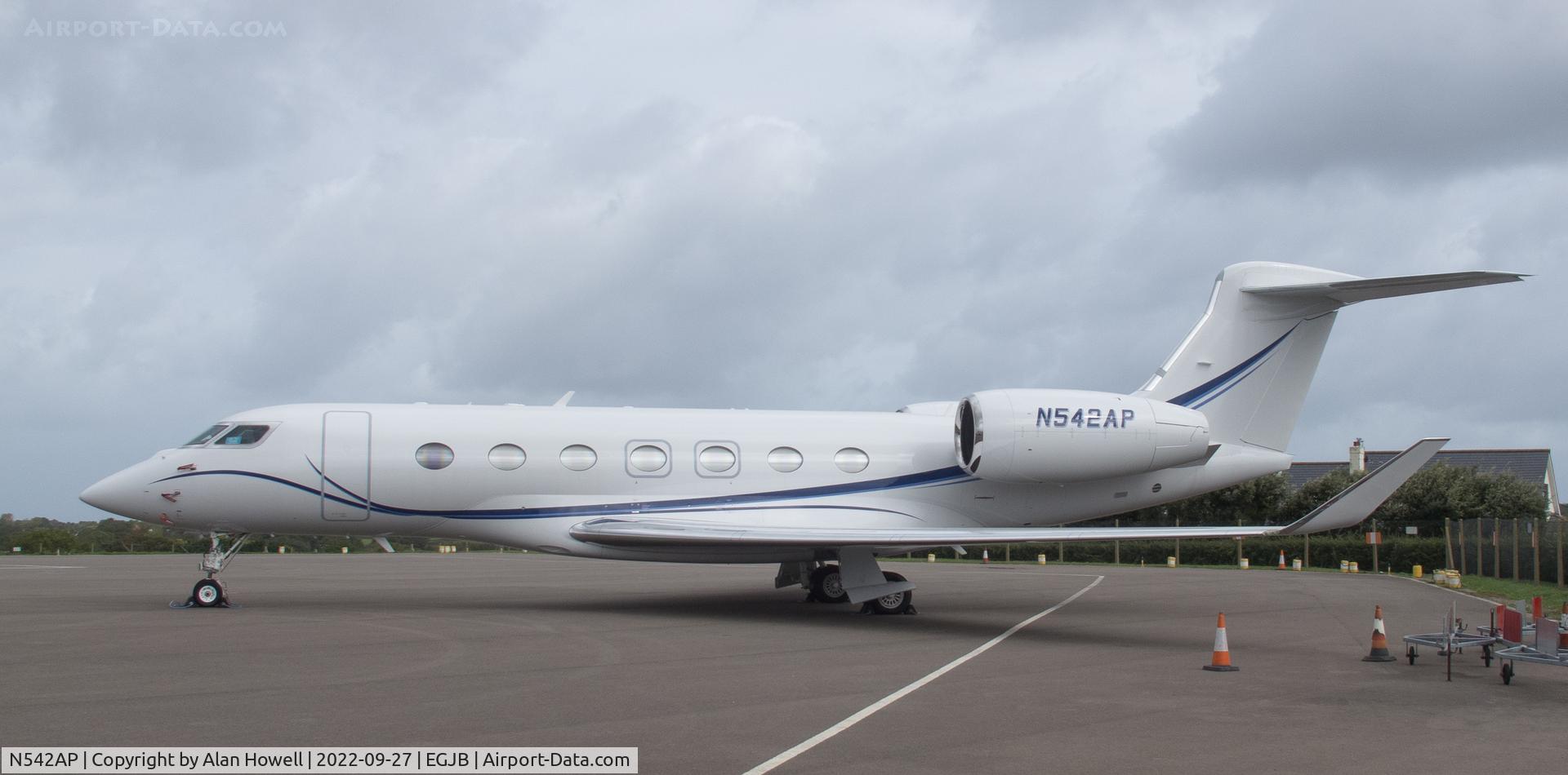 N542AP, 2020 Gulfstream Aerospace GVII-G500 C/N 72069, Parked on the east apron, Guernsey