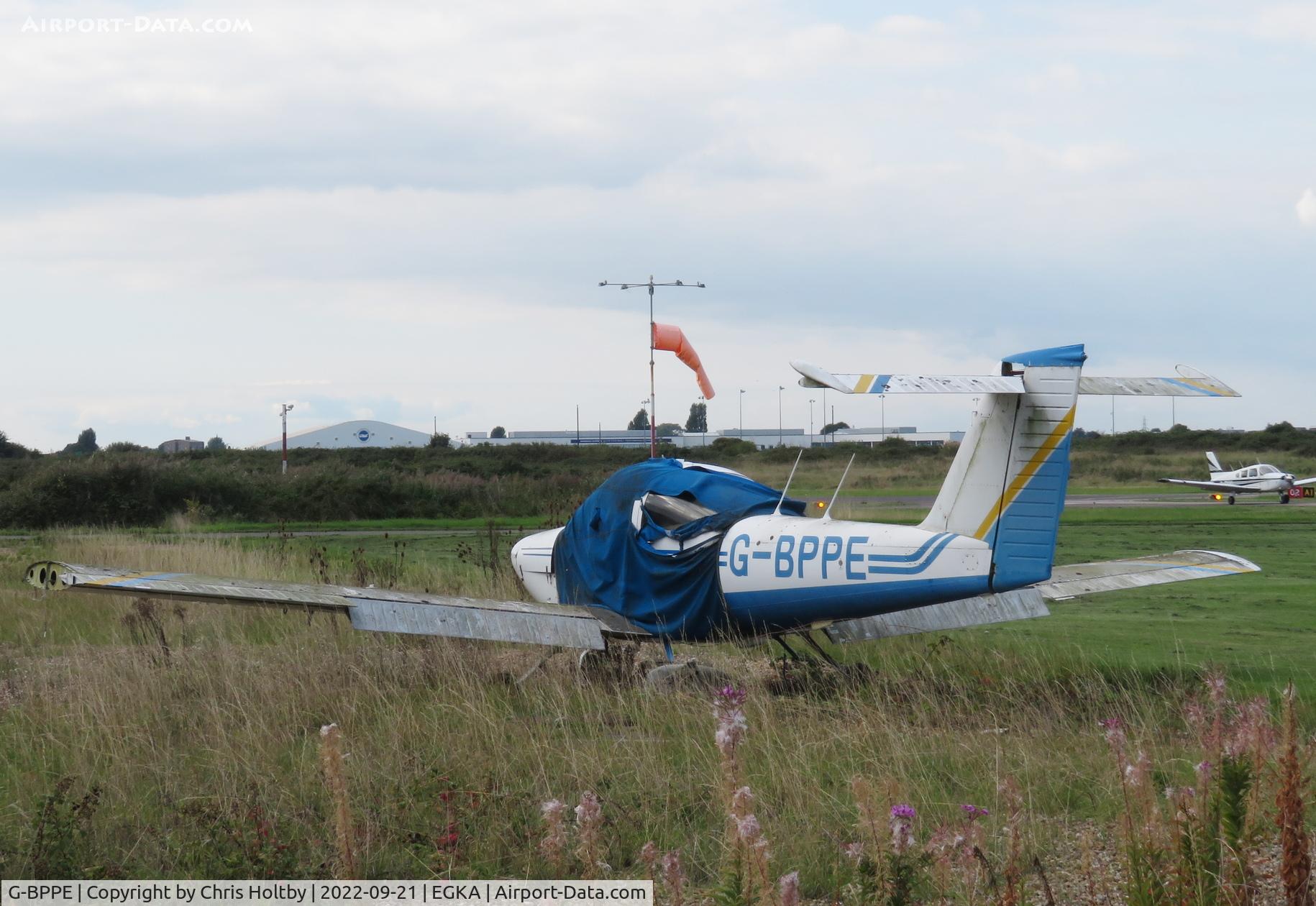 G-BPPE, 1979 Piper PA-38-112 Tomahawk Tomahawk C/N 38-79A0189, Still deteriorating in the long grass at Shoreham Airport, Sussex.