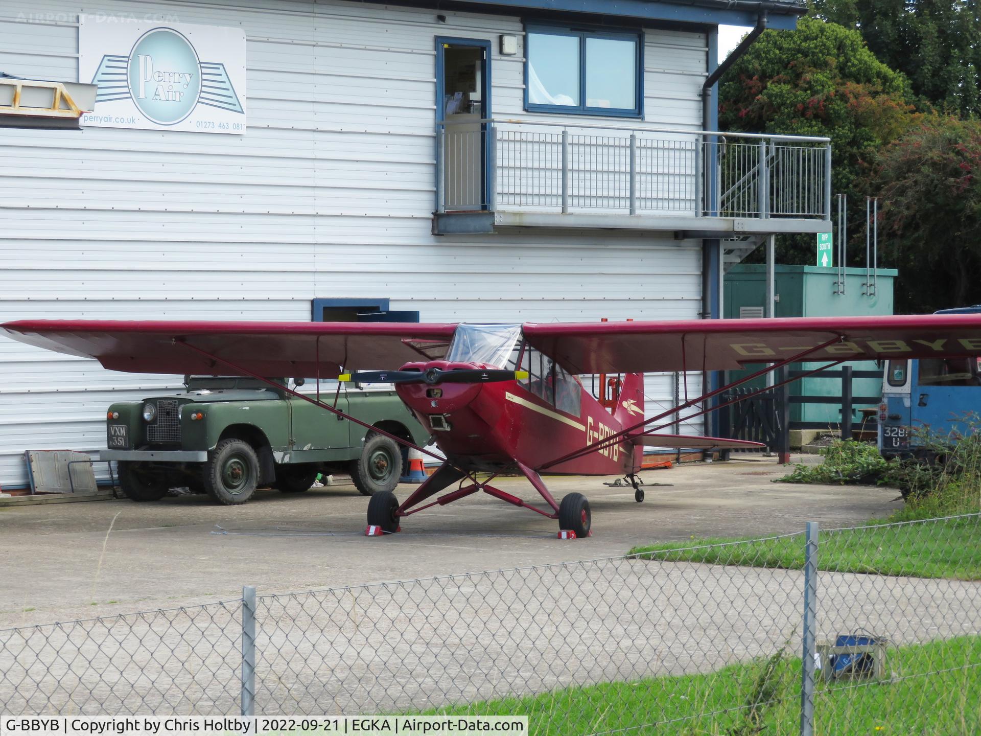 G-BBYB, 1952 Piper L-18C C/N 18-1627, Parked outside its home hangar at Shoreham Airport, Sussex