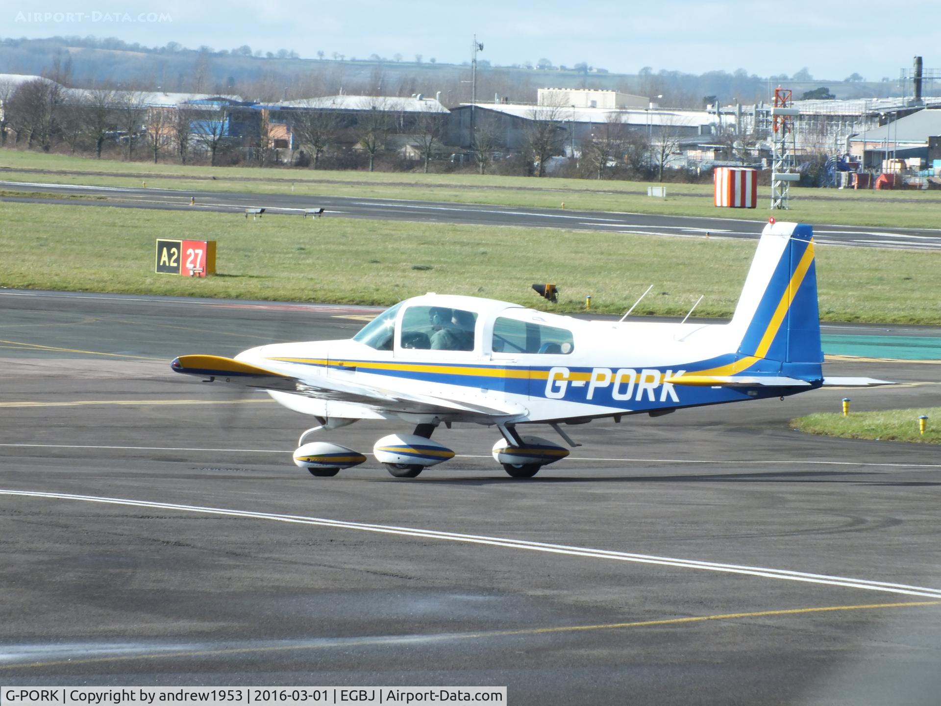 G-PORK, 1977 Grumman American AA-5B Tiger C/N AA5B-0625, G-PORK at Gloucestershire Airport.