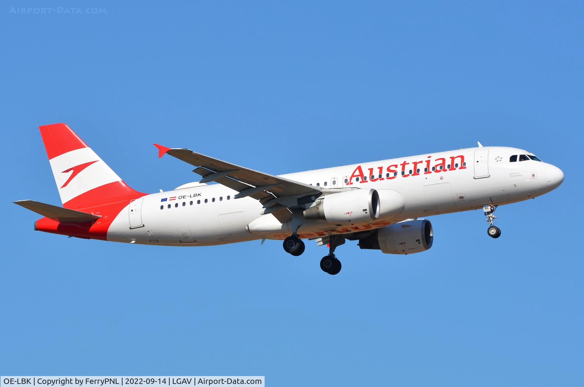 OE-LBK, 2003 Airbus A320-214 C/N 1931, Austrian A320 landing