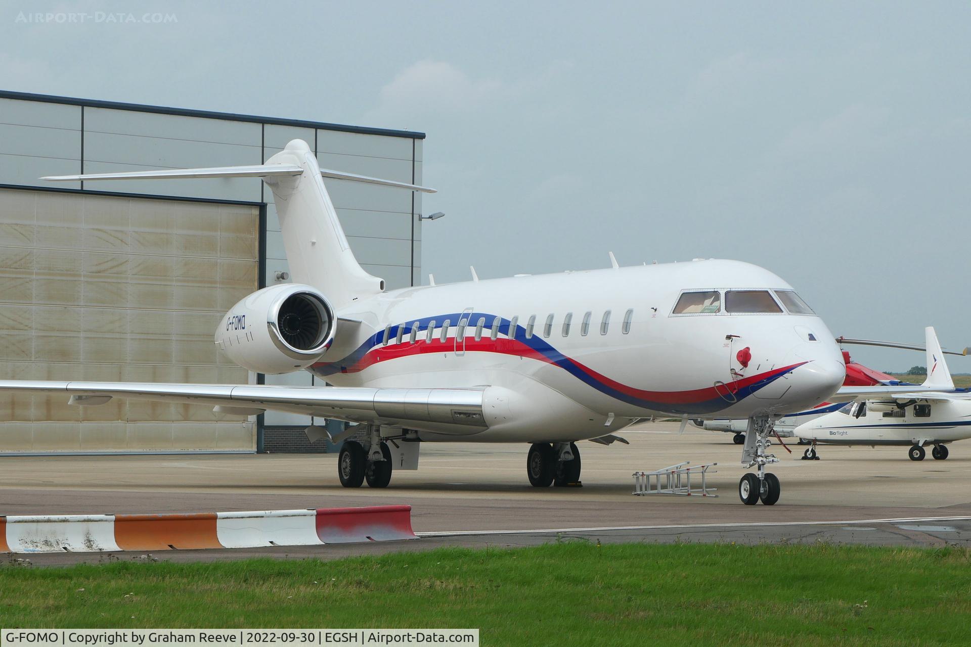 G-FOMO, 2017 Bombardier BD-700-1A10 Global 6000 C/N 9797, Parked at Norwich.