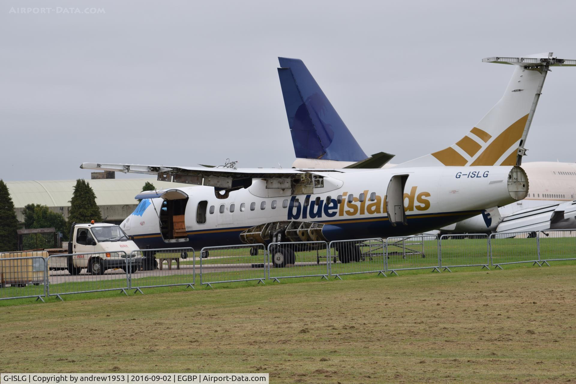 G-ISLG, 1986 ATR 42-320 C/N 019, G-ISLG at Cotswold Airport.