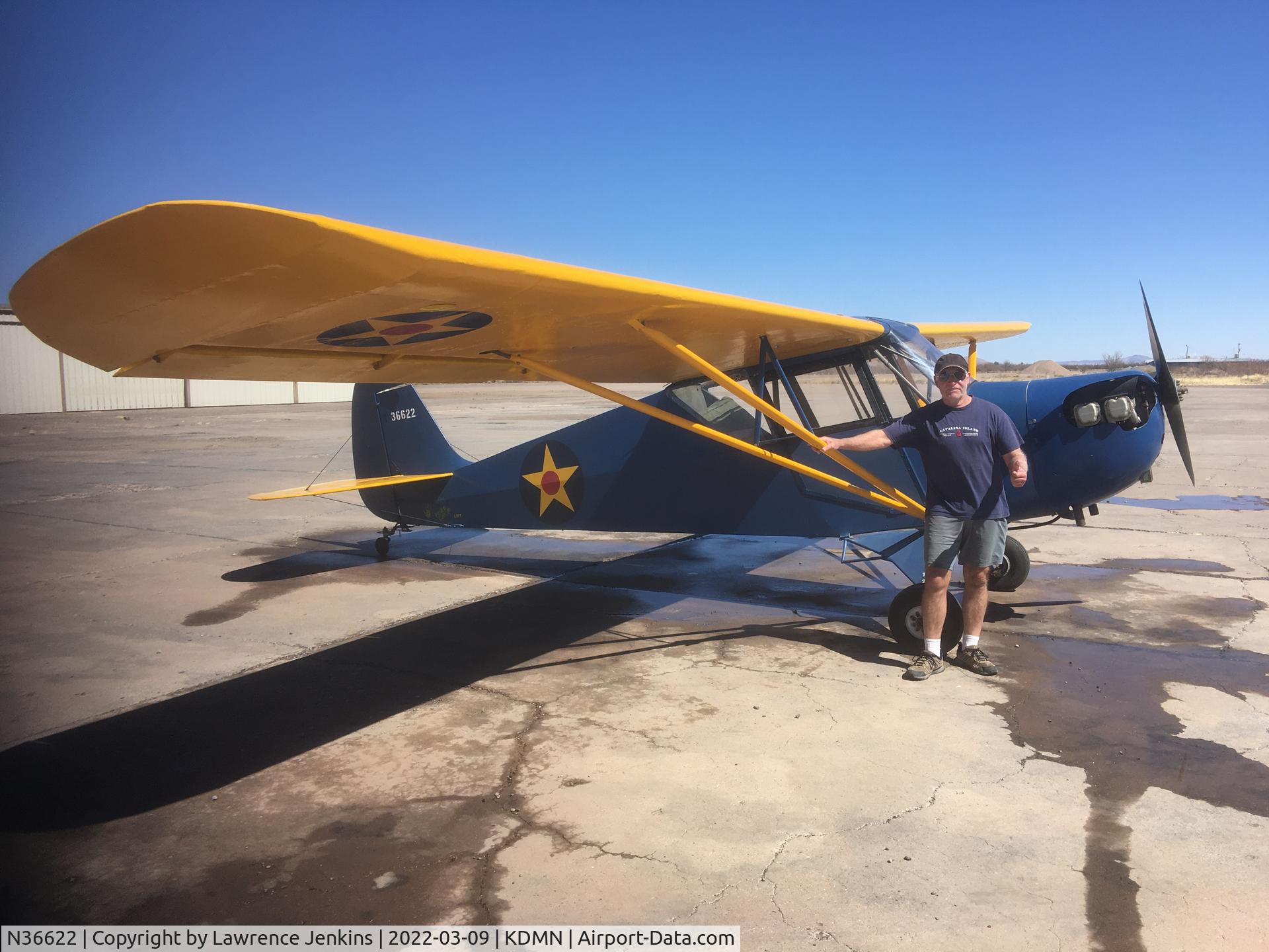 N36622, 1941 Aeronca 65-TAC C/N C1091TA, Proud new owner. Photo taken March 2022.