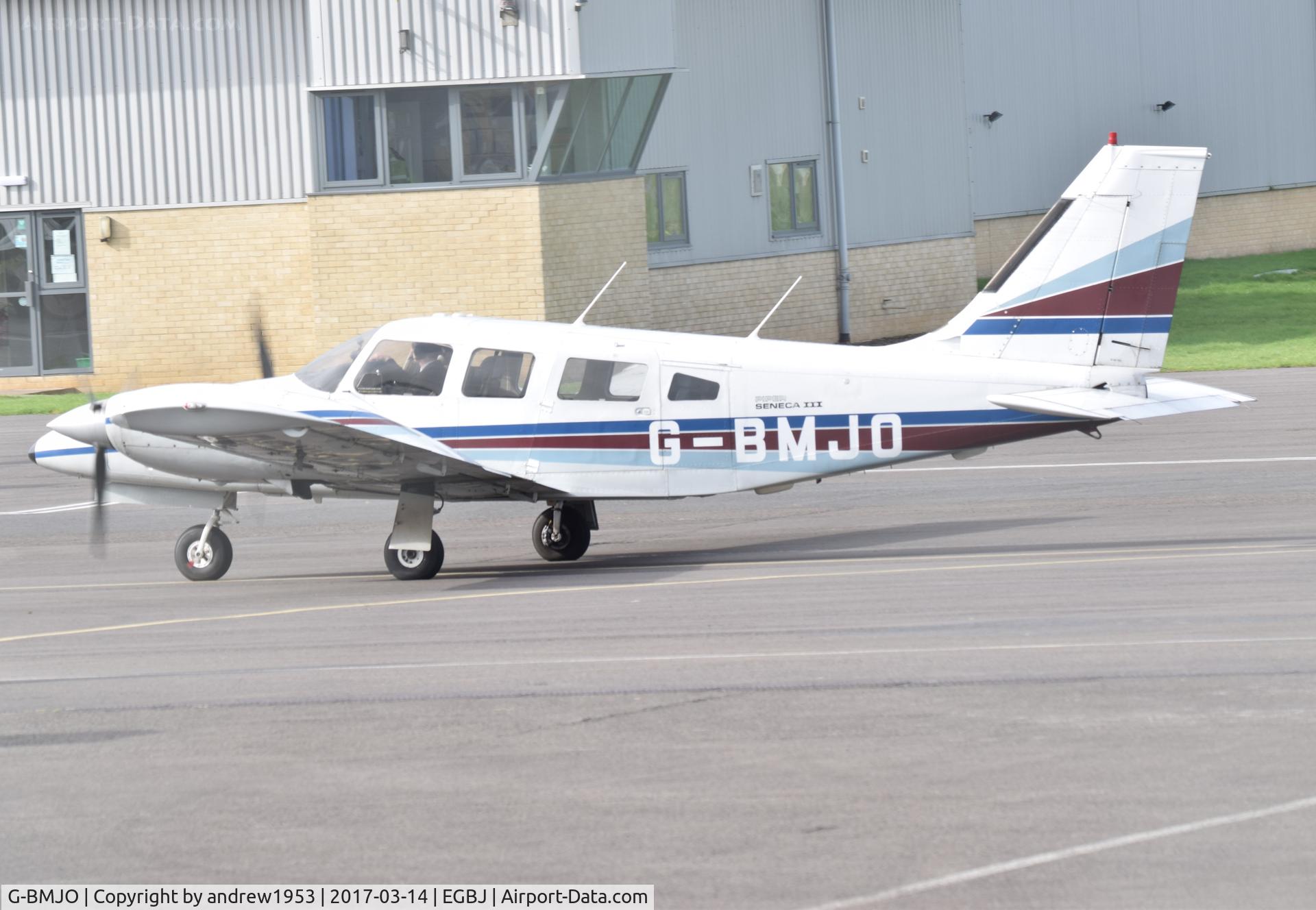 G-BMJO, 1985 Piper PA-34-220T Seneca III C/N 34-8533036, G-BMJO at Gloucestershire Airport.