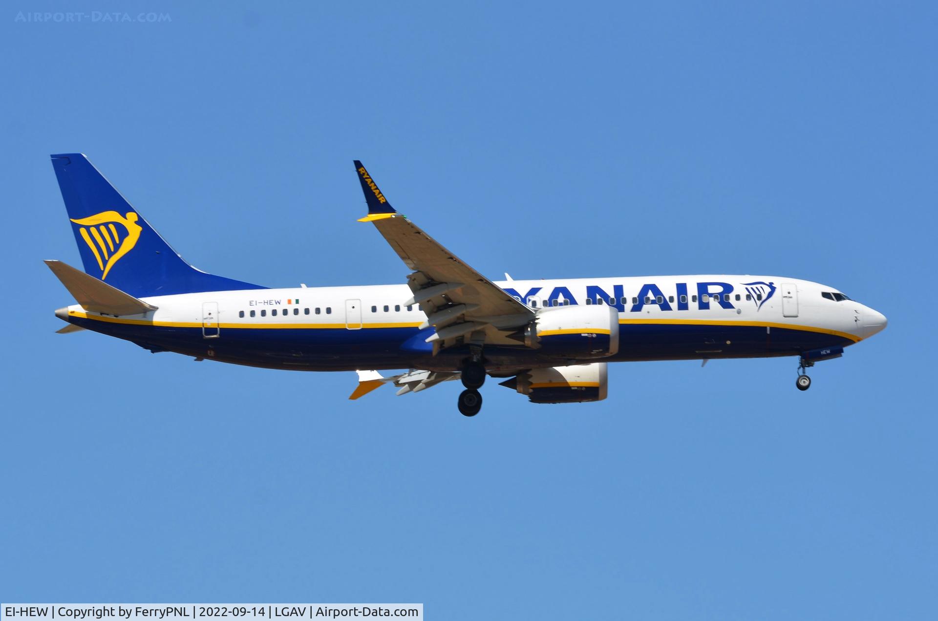 EI-HEW, 2019 Boeing 737-8-200 MAX C/N 62308, Ryanair B738M landing