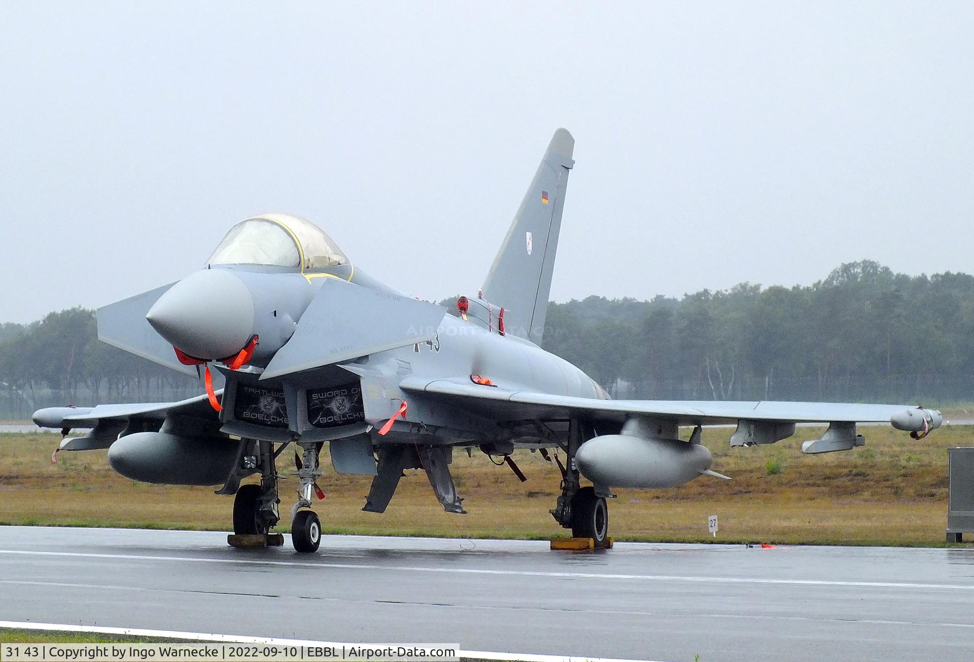 31 43, Eurofighter EF-2000 C/N GS0103, Eurofighter EF2000 of the Luftwaffe (German Air Force) at the 2022 Sanicole Spottersday at Kleine Brogel air base
