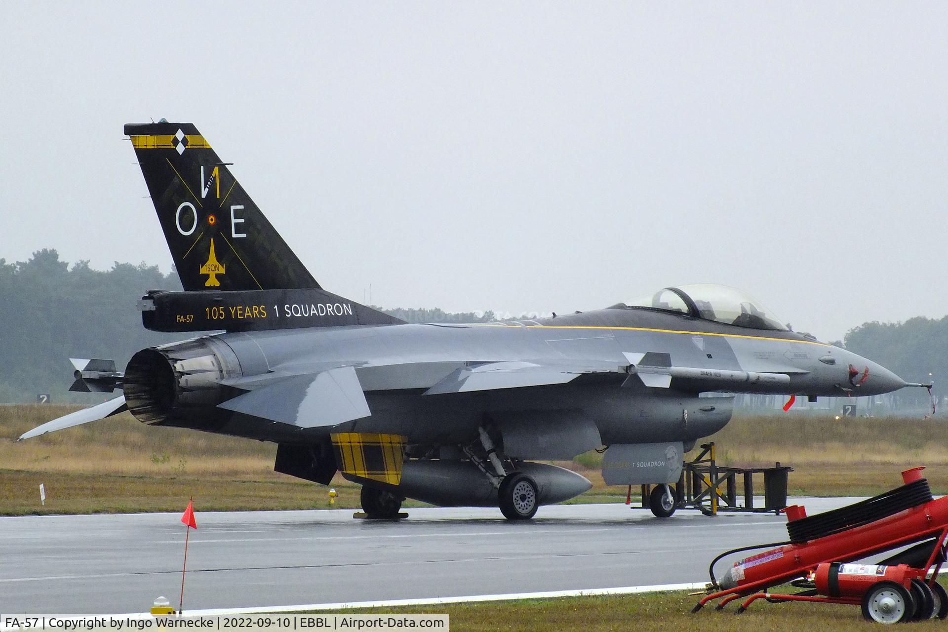 FA-57, 1980 SABCA F-16AM Fighting Falcon C/N 6H-57, General Dynamics (SABCA) F-16AM Fighting Falcon of the FAeB (Belgian Air Force) in '105 years No 1 Squadron' special colours at the 2022 Sanicole Spottersday at Kleine Brogel air base