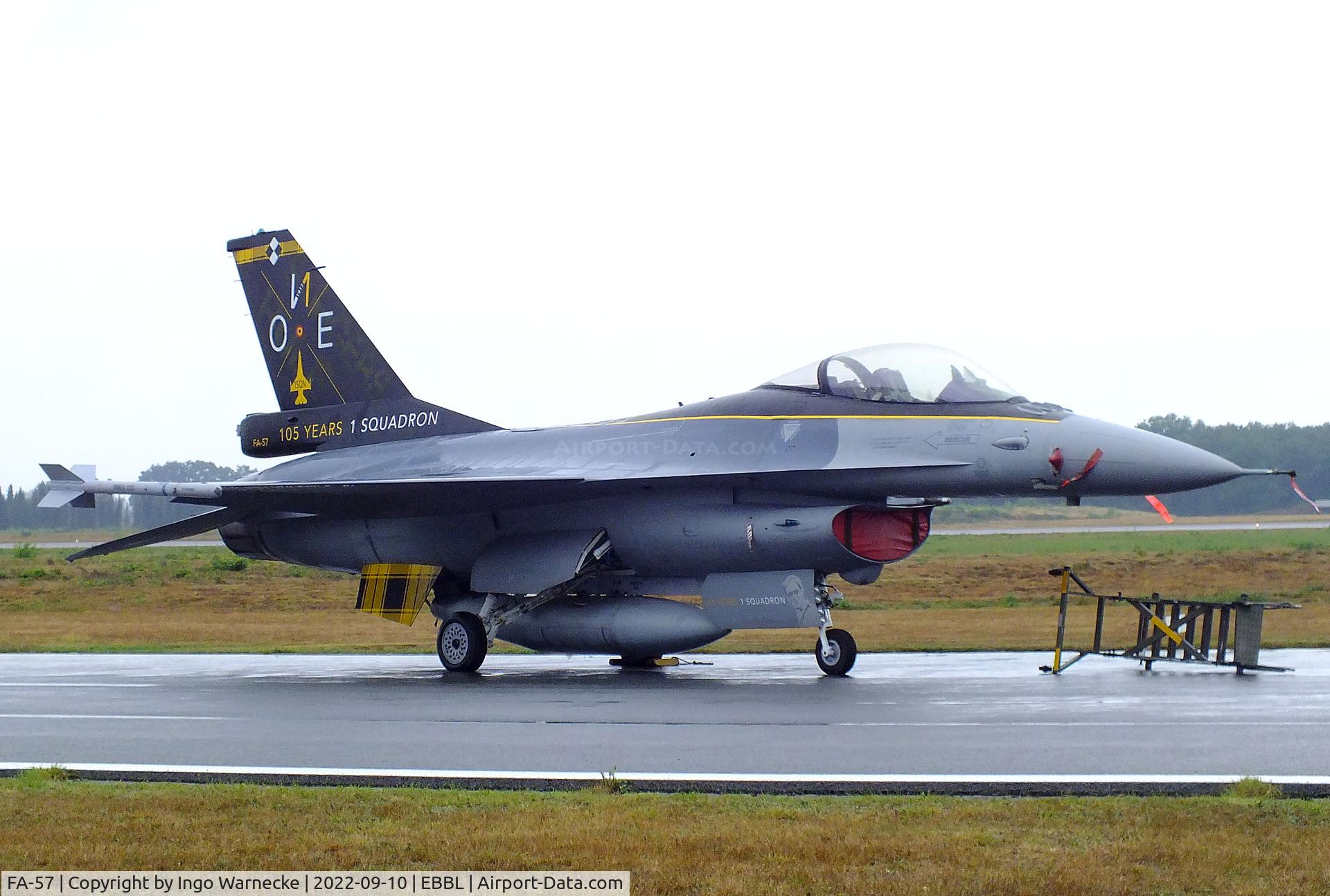 FA-57, 1980 SABCA F-16AM Fighting Falcon C/N 6H-57, General Dynamics (SABCA) F-16AM Fighting Falcon of the FAeB (Belgian Air Force) in '105 years No 1 Squadron' special colours at the 2022 Sanicole Spottersday at Kleine Brogel air base