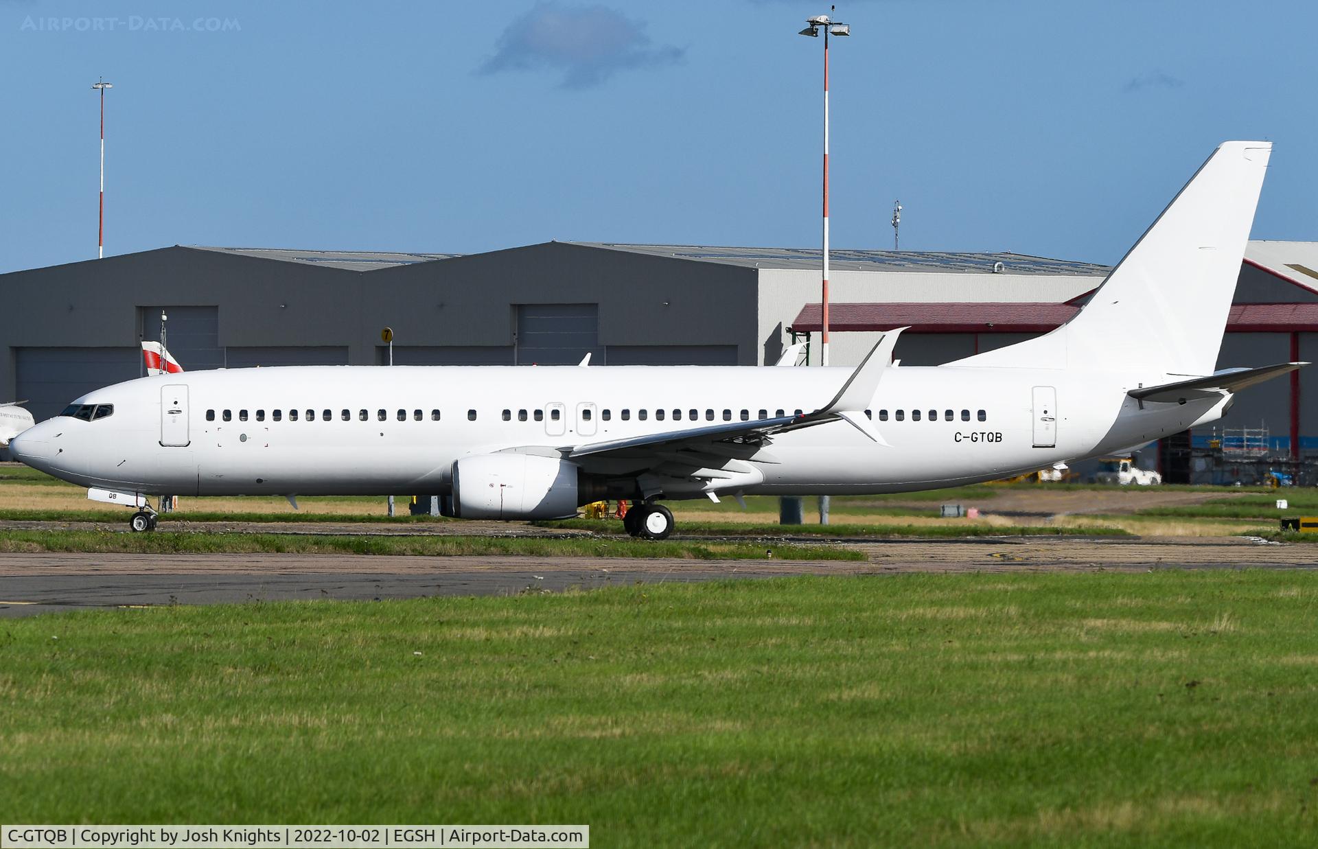 C-GTQB, 2006 Boeing 737-8Q8 C/N 30696, Departing After Respray Into All White Livery.