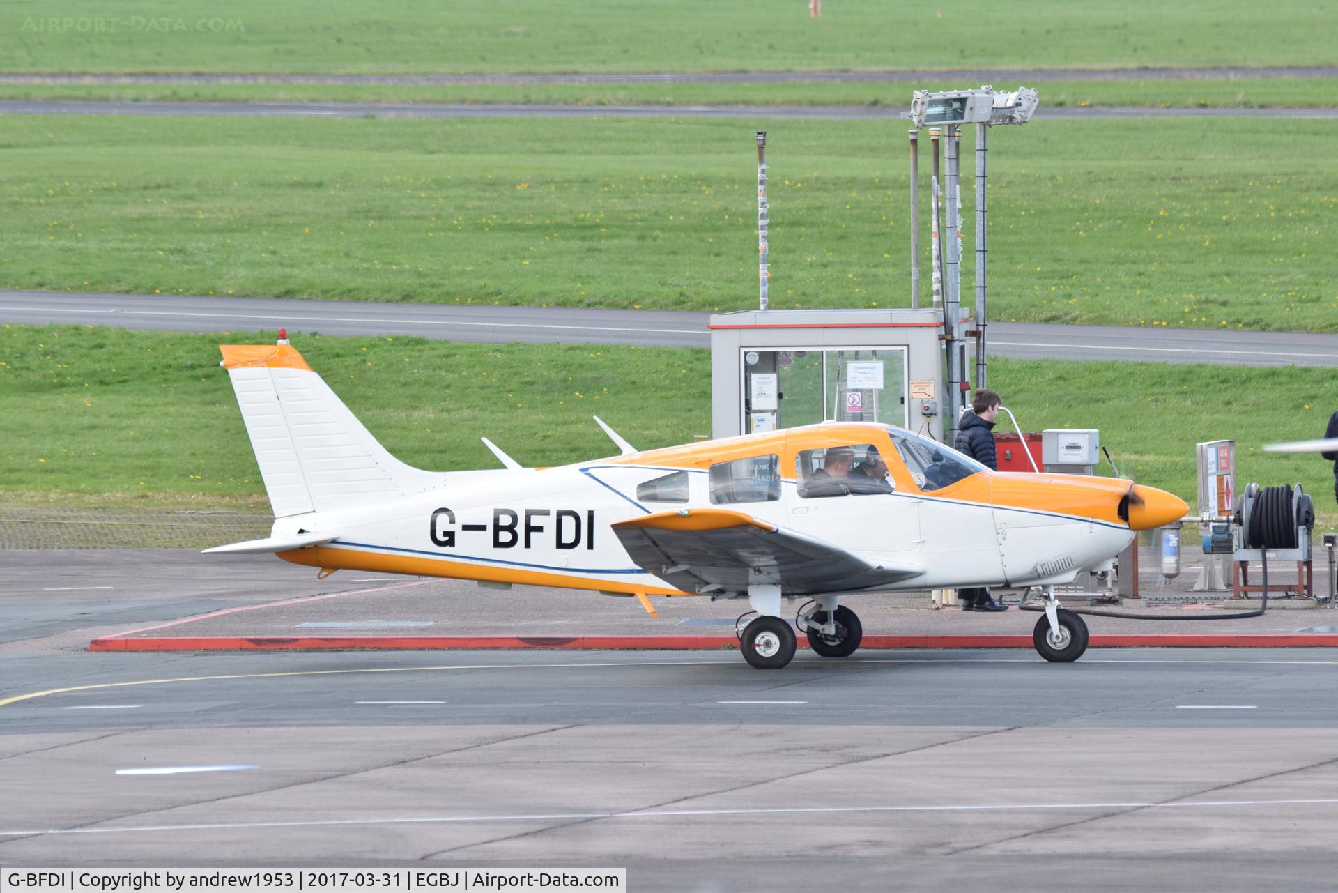G-BFDI, 1977 Piper PA-28-181 Cherokee Archer II C/N 28-7790382, G-BFDI at Gloucestershire Airport.