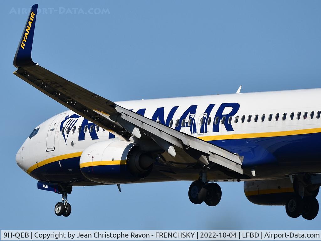 9H-QEB, 2017 Boeing 737-800 C/N 44808, Milan (BGY)	Bordeaux (BOD)	FR5831