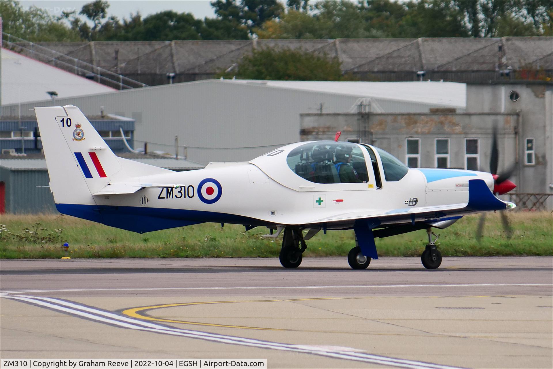 ZM310, 2017 Grob G-120TP-A Prefect T.1 C/N 11128, Departing from Norwich.