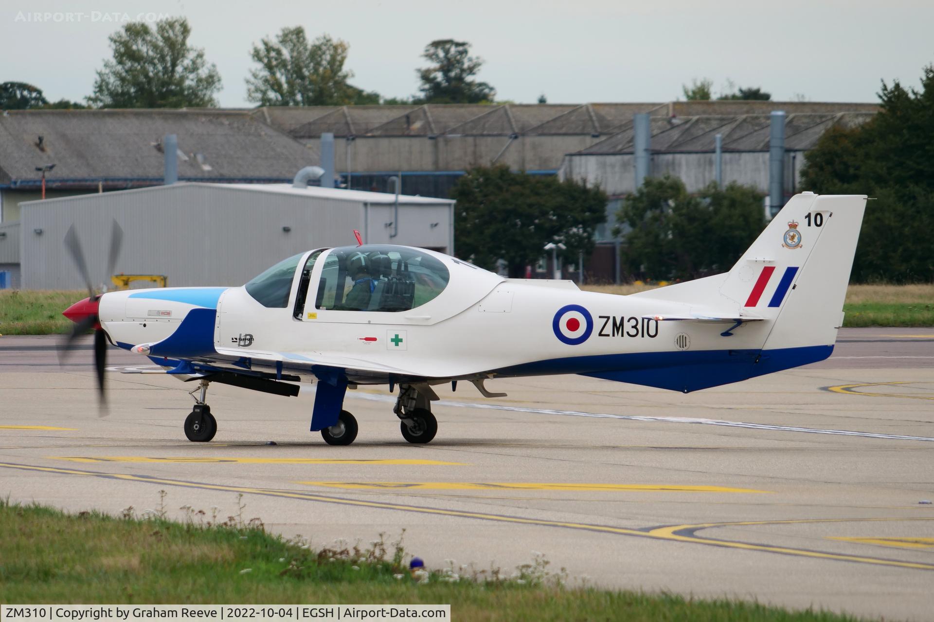 ZM310, 2017 Grob G-120TP-A Prefect T.1 C/N 11128, Departing from Norwich.