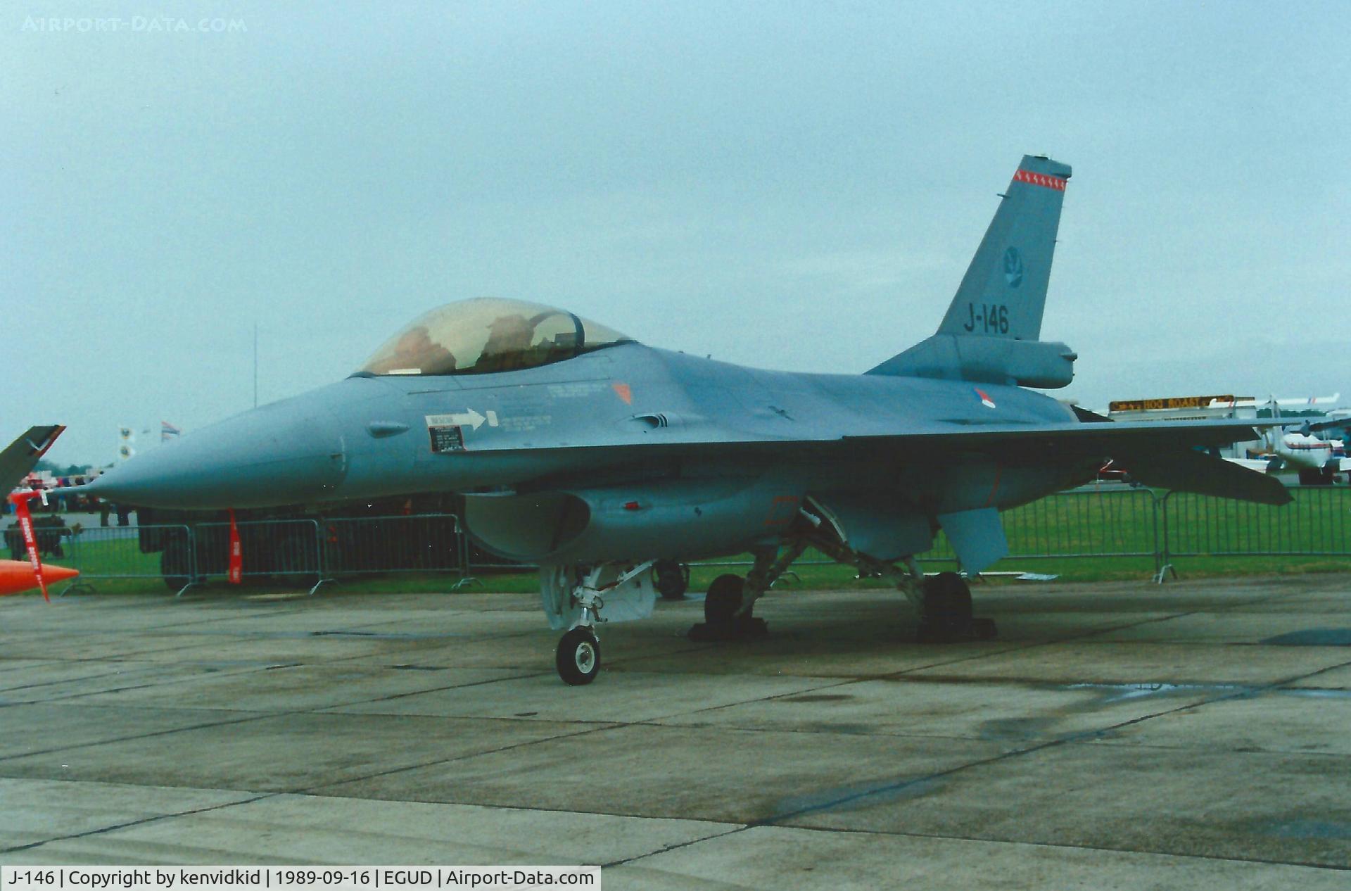 J-146, 1985 Fokker F-16AM Fighting Falcon C/N 6D-136, At the 1989 Abingdon air show.
