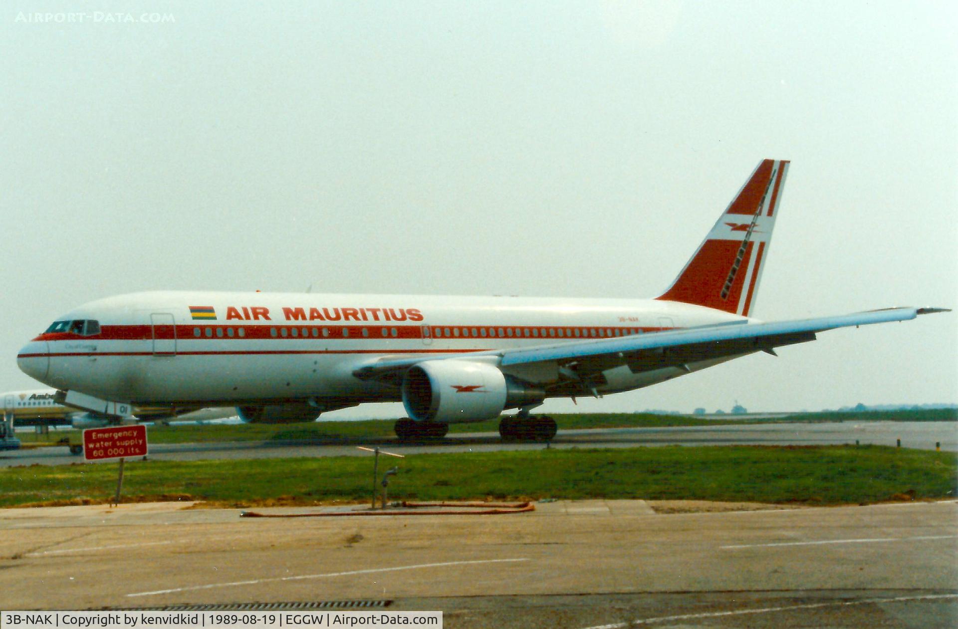 3B-NAK, 1988 Boeing 767-23B/ER C/N 23973, At Luton airport.