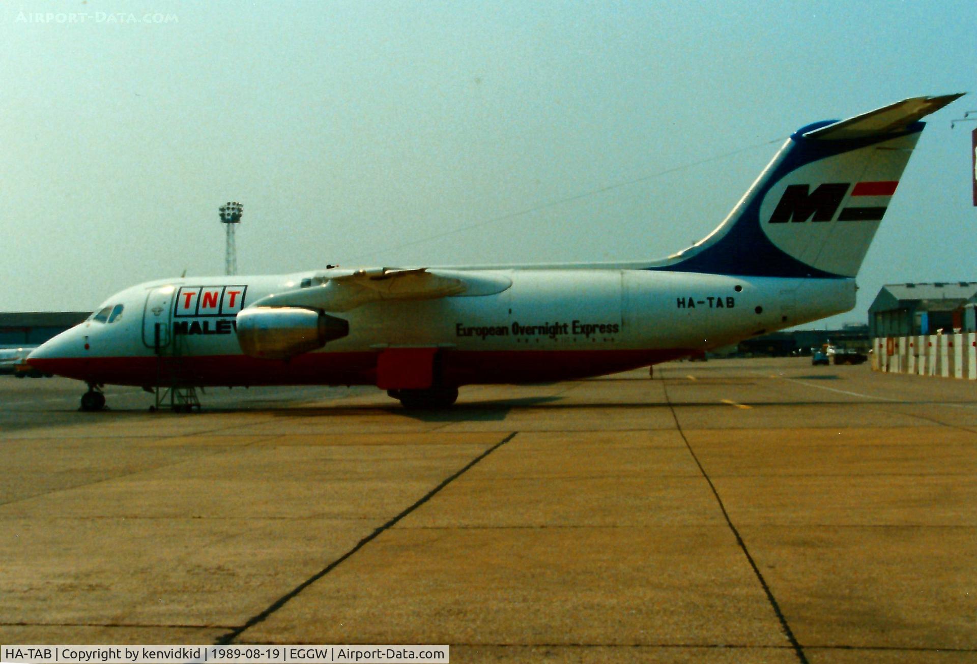 HA-TAB, 1988 British Aerospace BAe.146-200QT Quiet Trader C/N E2105, At Luton airport.