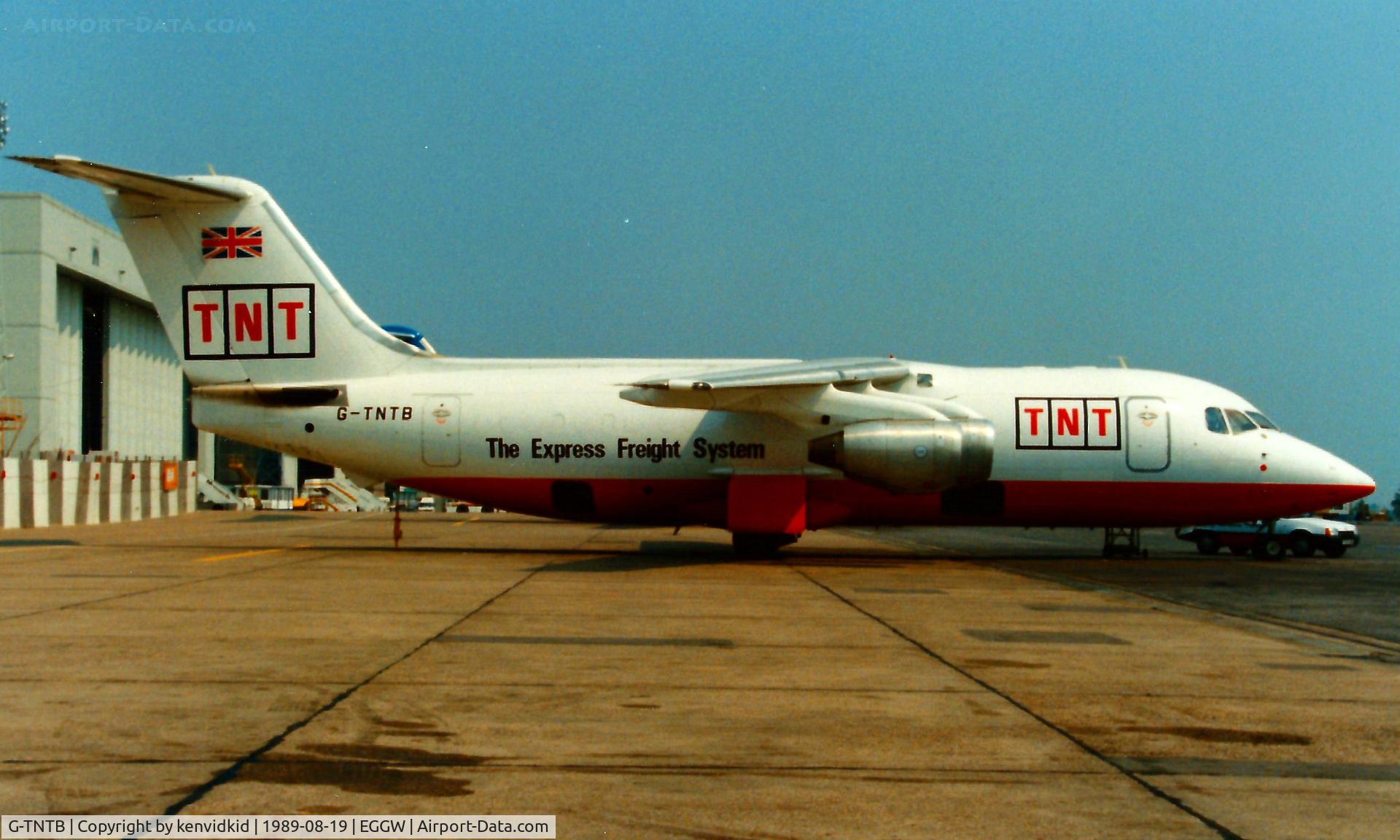 G-TNTB, 1987 British Aerospace BAe.146-200QT Quiet Trader C/N E2067, At Luton airport.