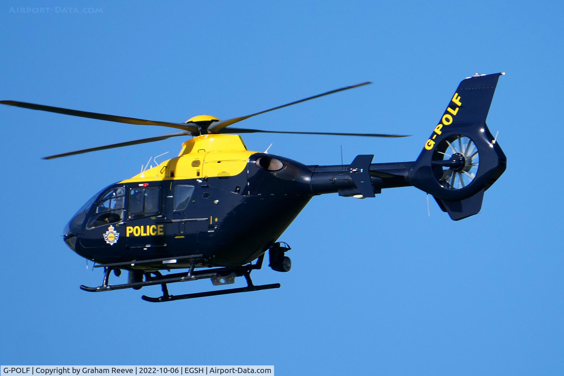 G-POLF, 2002 Eurocopter EC-135T-2 C/N 0267, Landing at Norwich.