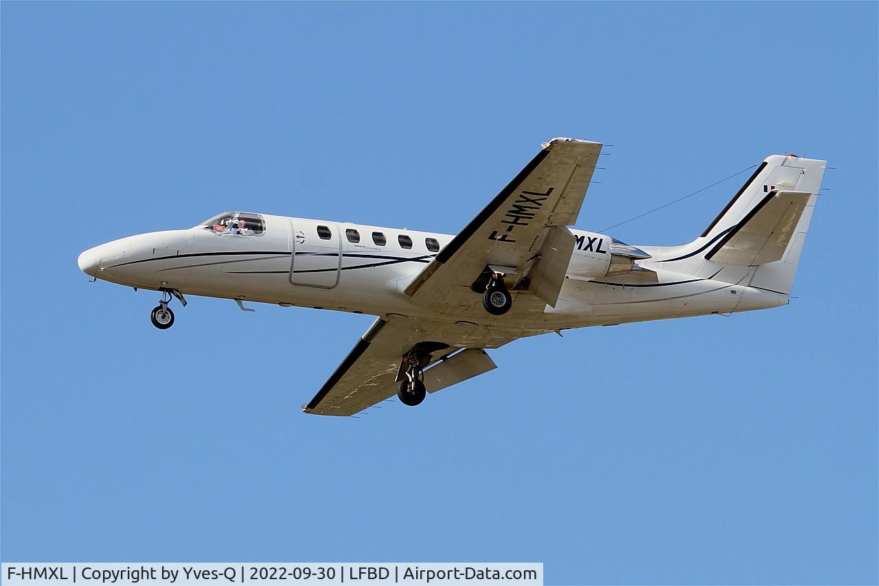 F-HMXL, 1990 Cessna 550 Citation II C/N 550-0634, Cessna 550 Citation II, On final rwy 23, Bordeaux Mérignac airport (LFBD-BOD