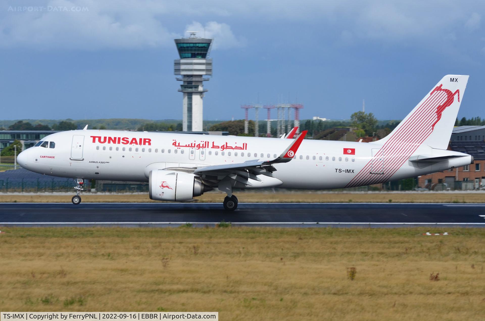 TS-IMX, 2021 Airbus A320-251N C/N 10575, Tunisair A320 landing in BRU