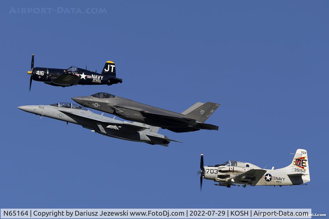 N65164, 1955 Douglas EA-1E Skyraider AD-5W C/N 55-471DH, Douglas EA-1E Skyraider C/N 55-471DH, N65164 - Heritage Flight: F-35, Corsair, Skyraider, EA-18G Growler