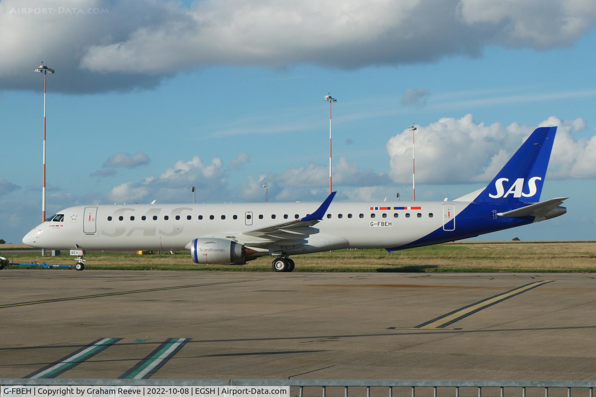 G-FBEH, 2007 Embraer 195LR (ERJ-190-200LR) C/N 19000128a, Under tow at Norwich.