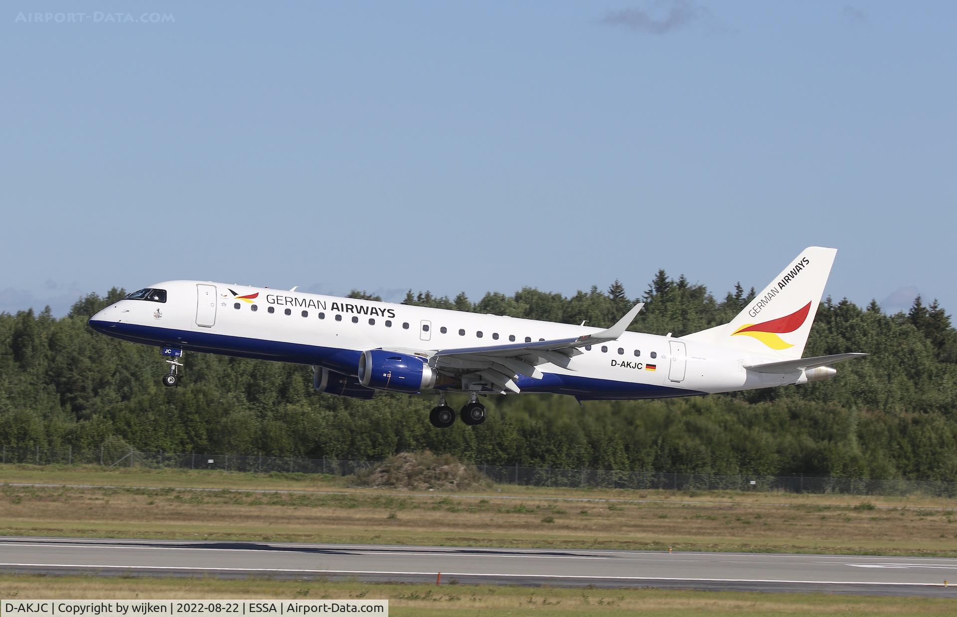 D-AKJC, 2008 Embraer 190LR (ERJ-190-100LR) C/N 189, RWY 26