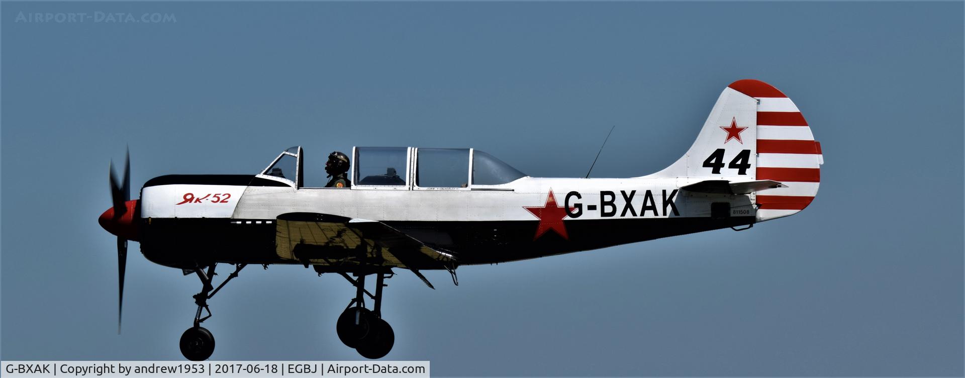 G-BXAK, 1981 Bacau Yak-52 C/N 811508, G-BXAK at Gloucestershire Airport.